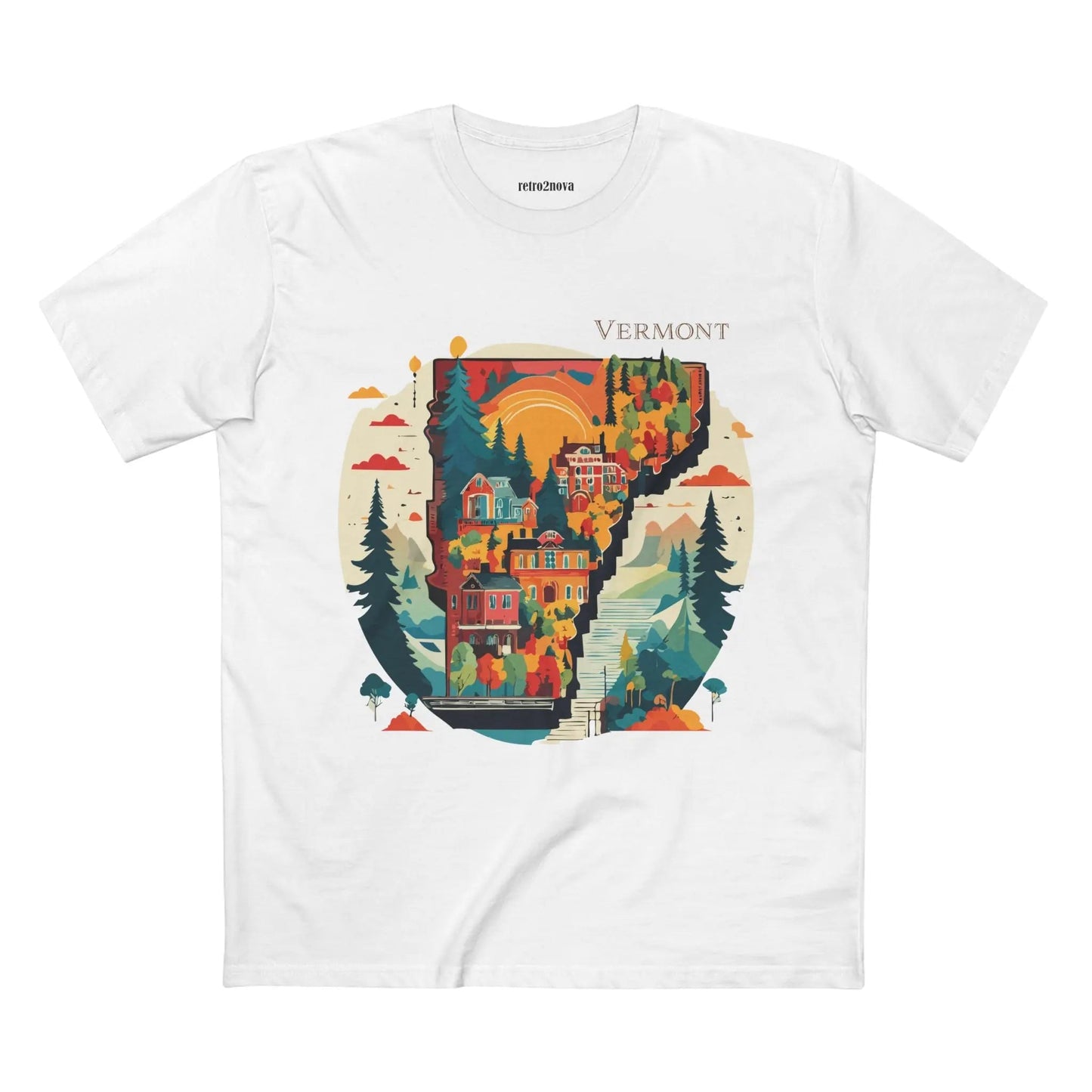 Vermont State Shirt Unisex Premium Cotton Tee With Original Art Design From Retro2Nova Art Collection