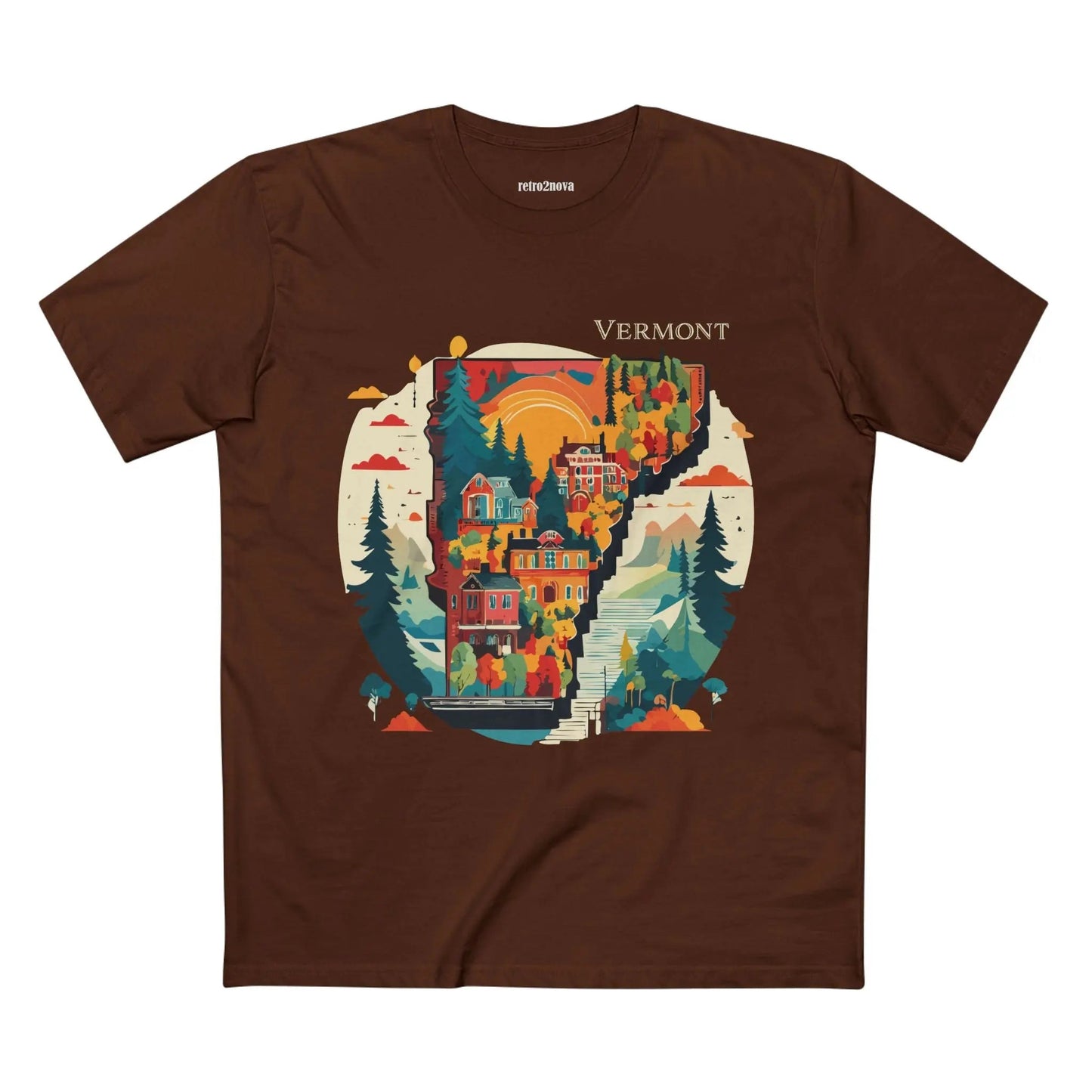 Vermont State Shirt Unisex Premium Cotton Tee With Original Art Design From Retro2Nova Art Collection
