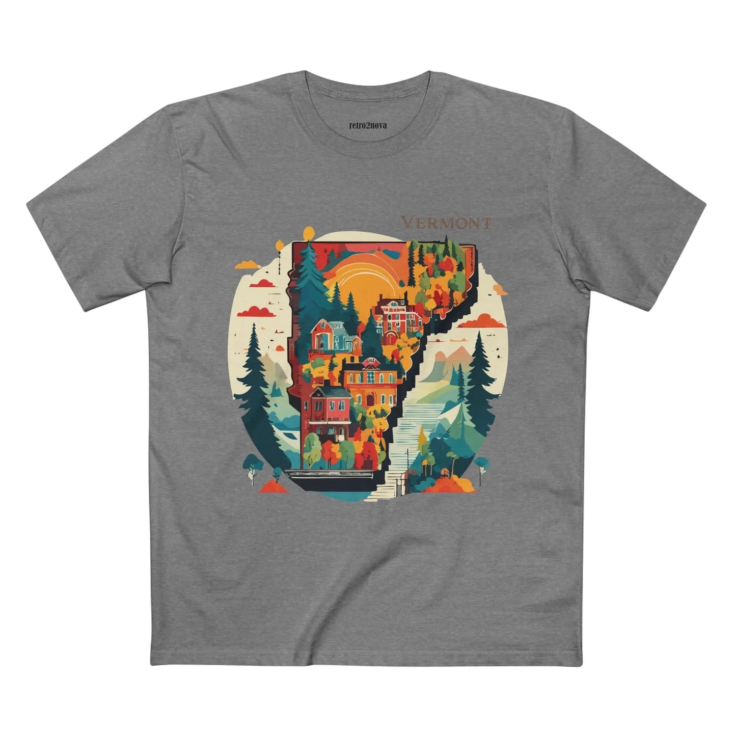 Vermont State Shirt Unisex Premium Cotton Tee With Original Art Design From Retro2Nova Art Collection