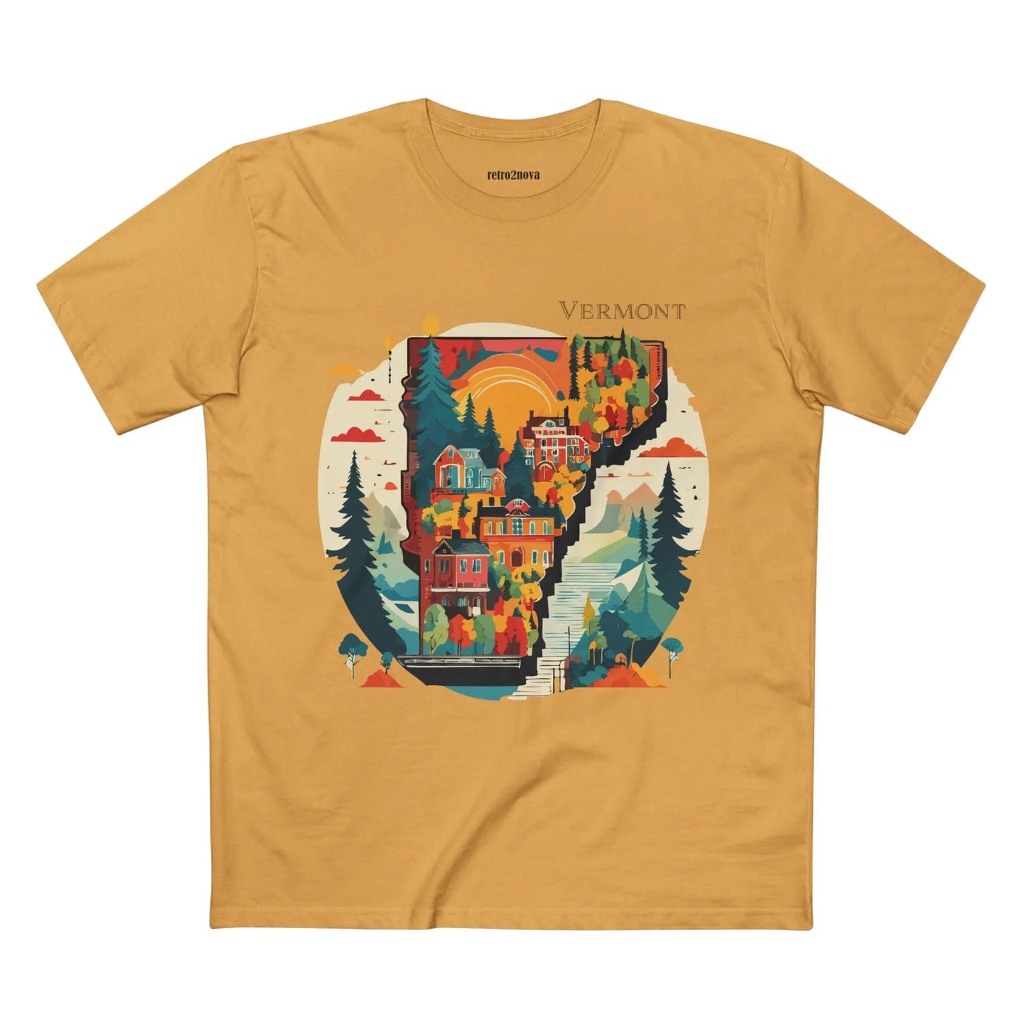 Vermont State Shirt Unisex Premium Cotton Tee With Original Art Design From Retro2Nova Art Collection
