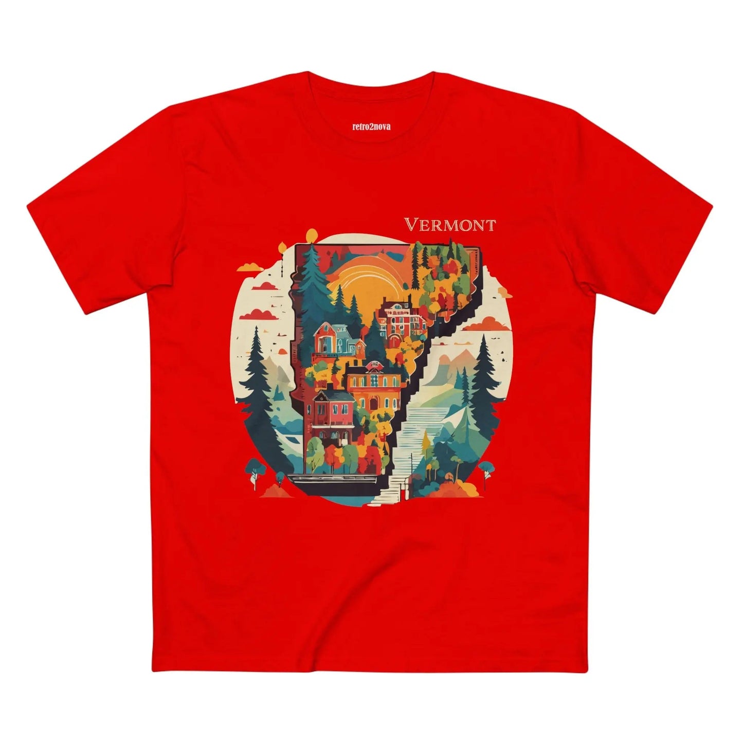 Vermont State Shirt Unisex Premium Cotton Tee With Original Art Design From Retro2Nova Art Collection