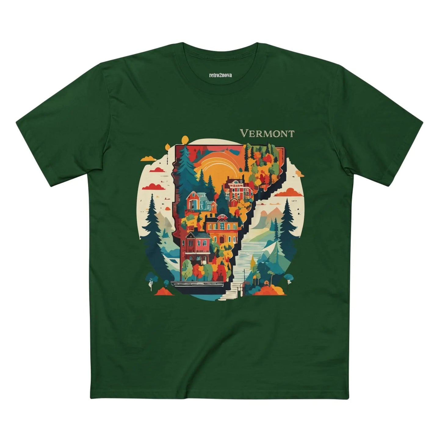 Vermont State Shirt Unisex Premium Cotton Tee With Original Art Design From Retro2Nova Art Collection