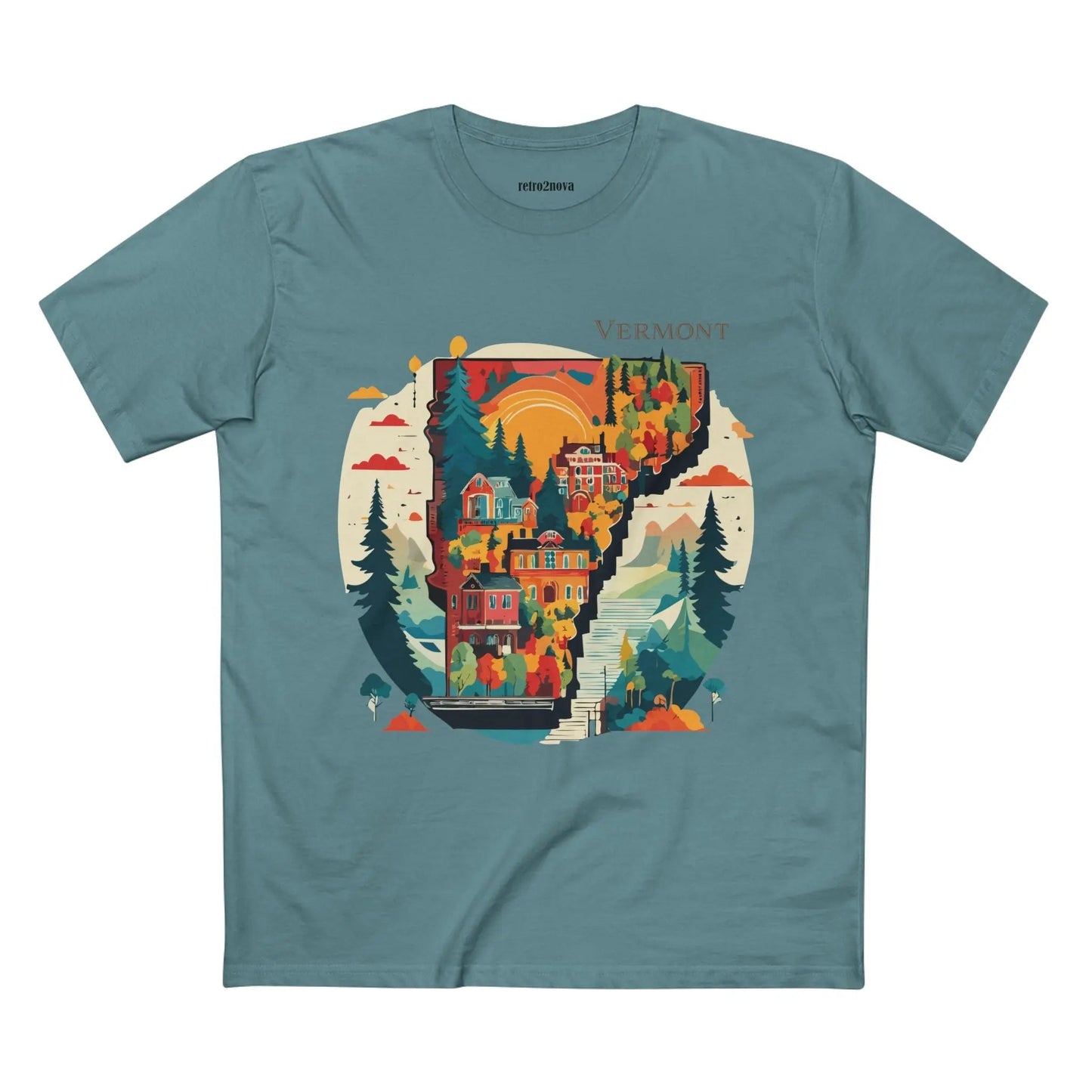 Vermont State Shirt Unisex Premium Cotton Tee With Original Art Design From Retro2Nova Art Collection