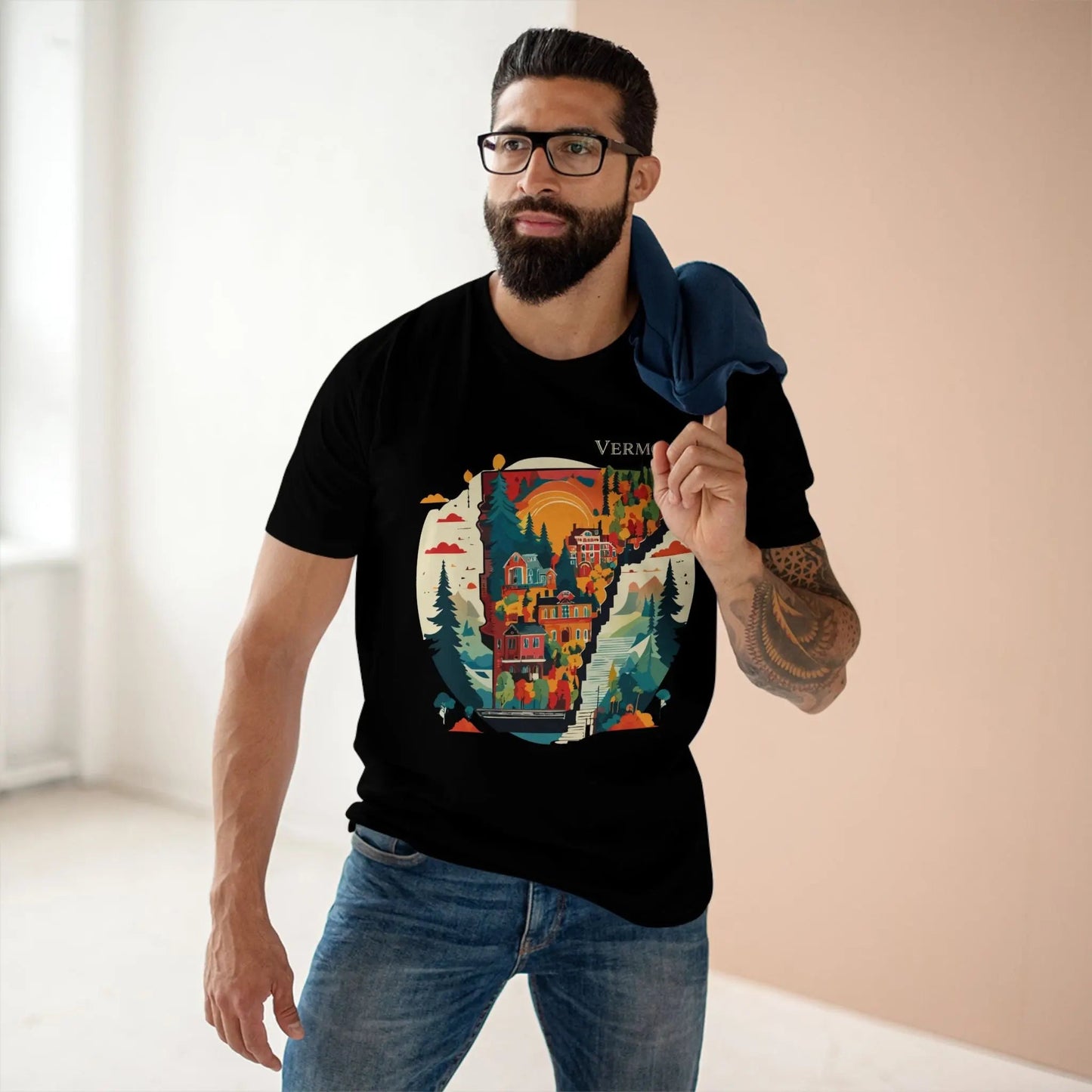 Vermont State Shirt Unisex Premium Cotton Tee With Original Art Design From Retro2Nova Art Collection