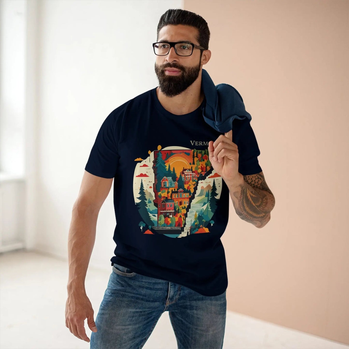 Vermont State Shirt Unisex Premium Cotton Tee With Original Art Design From Retro2Nova Art Collection