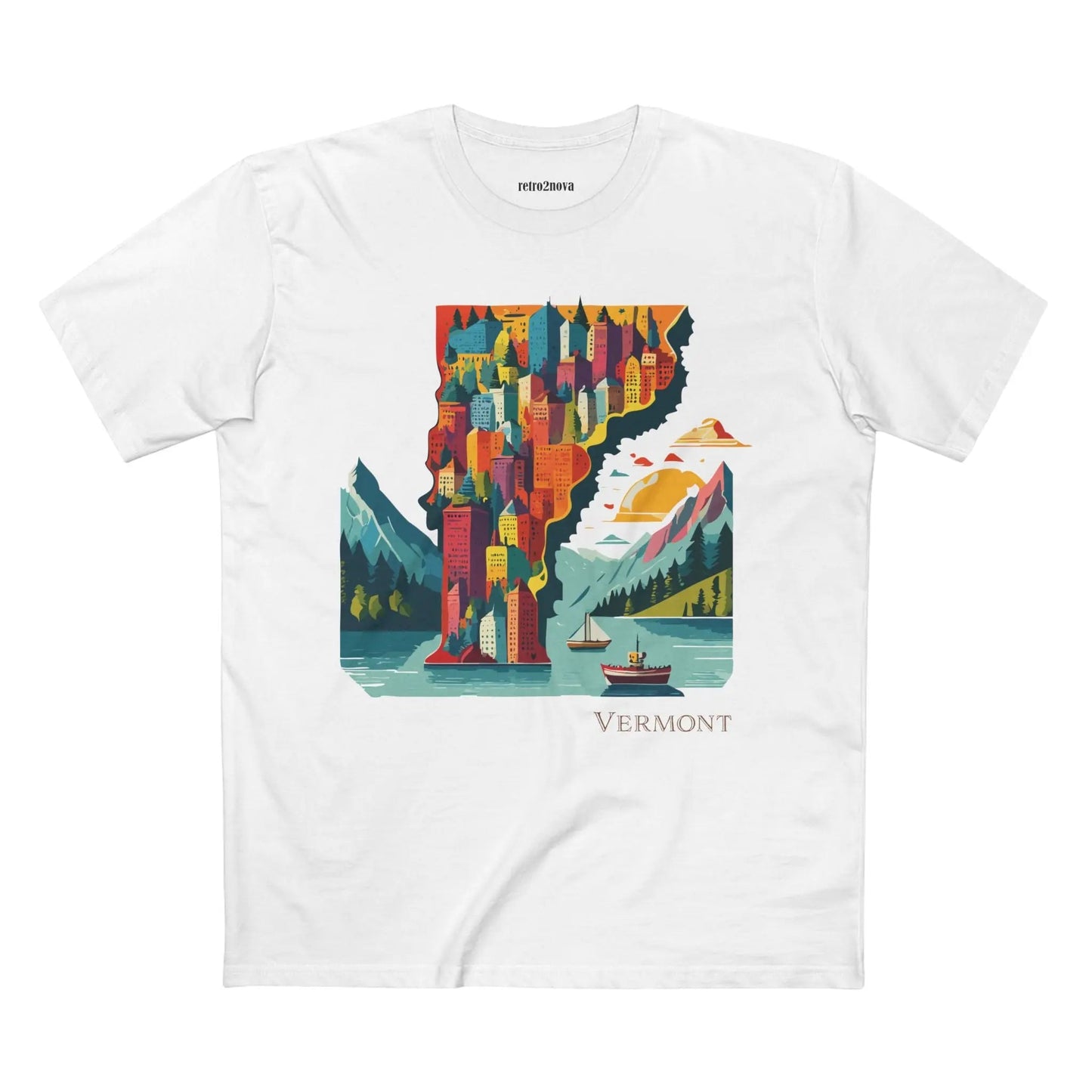 Vermont State Shirt Unisex Premium Cotton Tee With Original Art Design By Retro2Nova