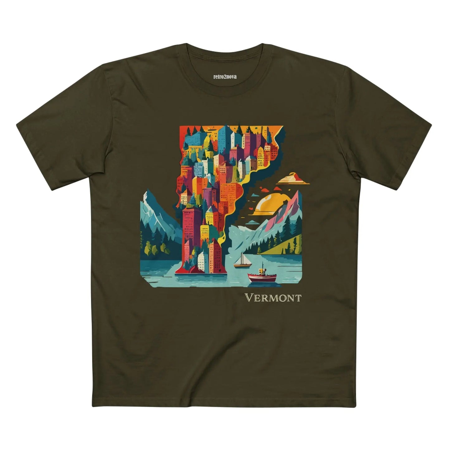 Vermont State Shirt Unisex Premium Cotton Tee With Original Art Design By Retro2Nova
