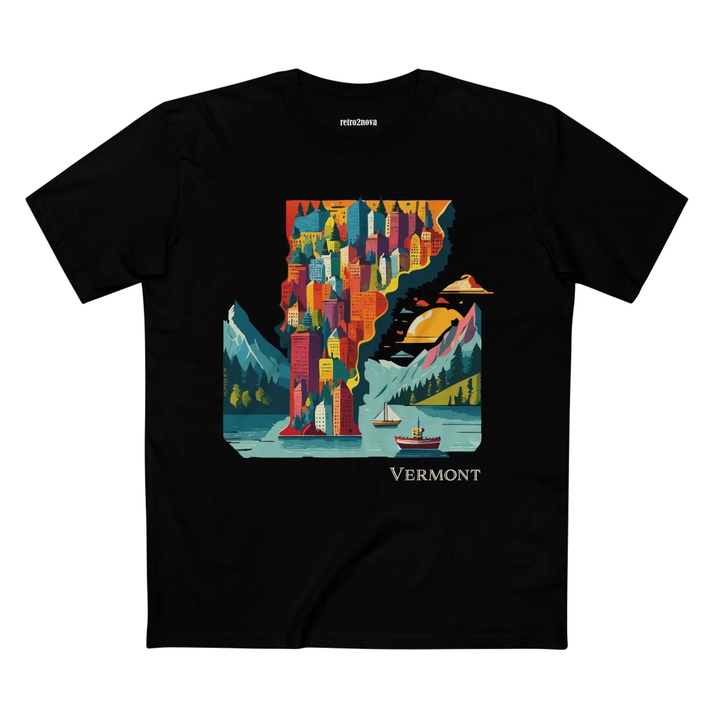 Vermont State Shirt Unisex Premium Cotton Tee With Original Art Design By Retro2Nova