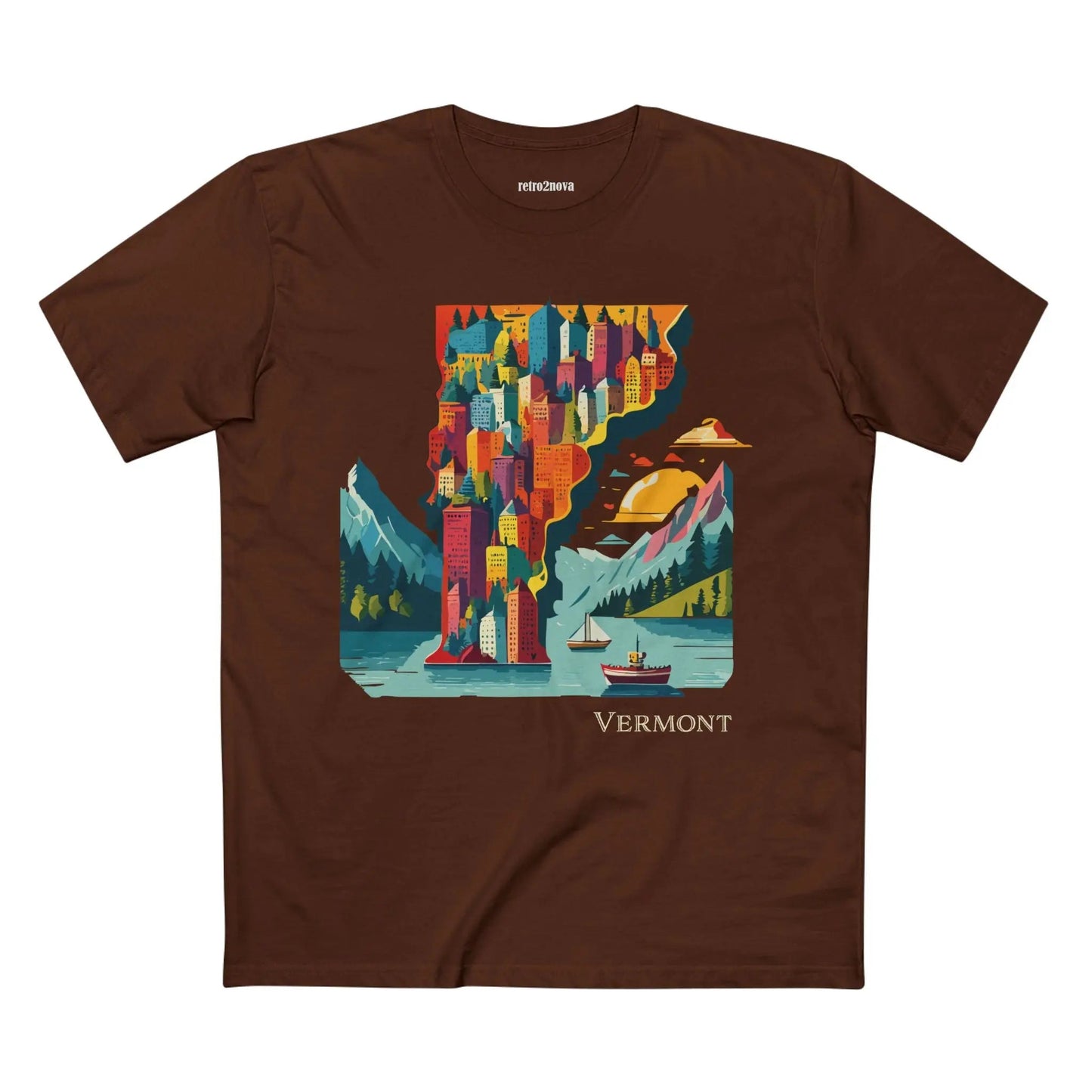 Vermont State Shirt Unisex Premium Cotton Tee With Original Art Design By Retro2Nova