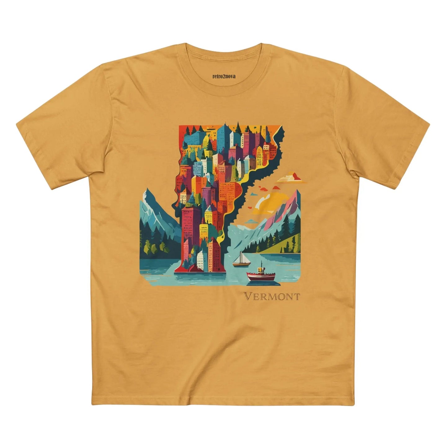 Vermont State Shirt Unisex Premium Cotton Tee With Original Art Design By Retro2Nova