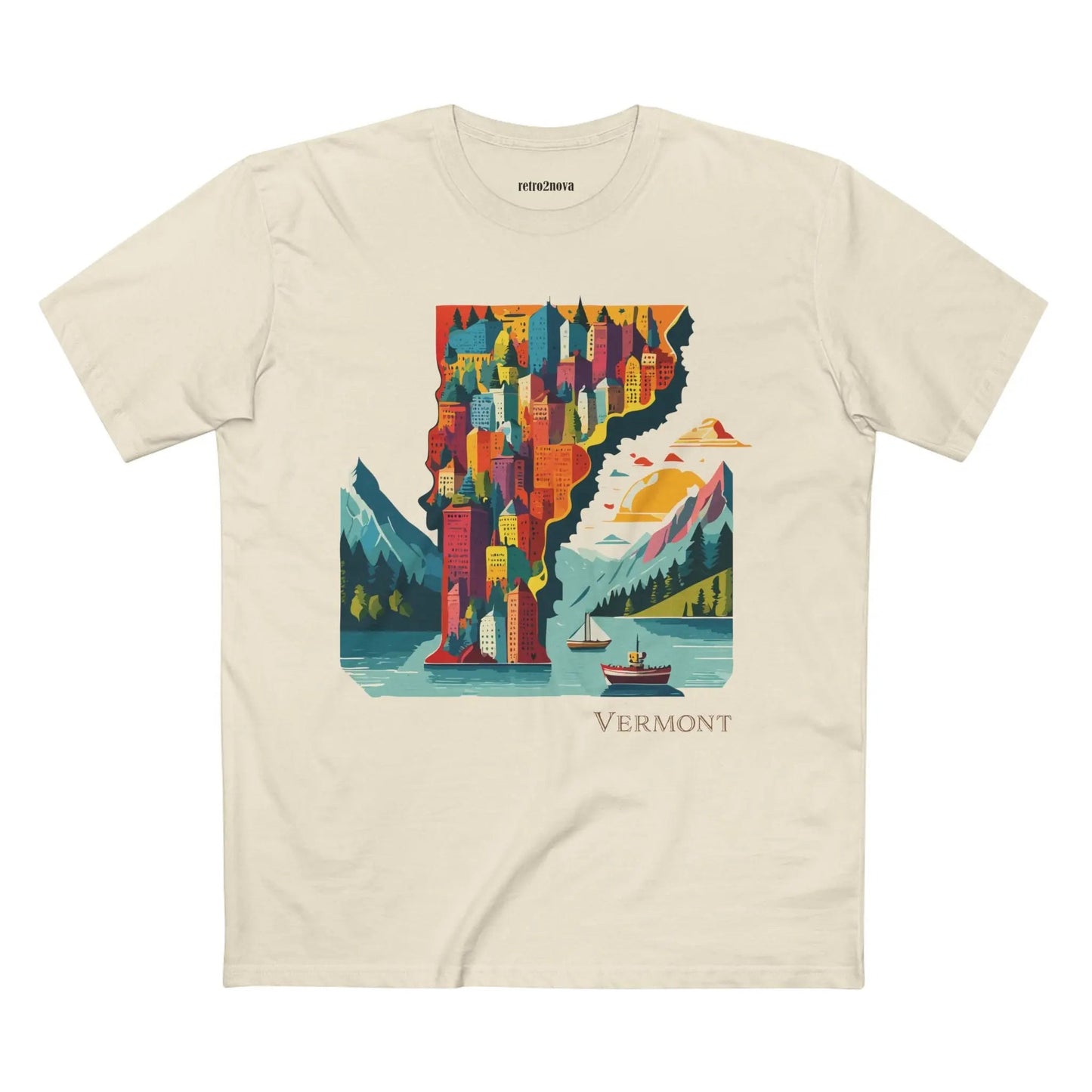 Vermont State Shirt Unisex Premium Cotton Tee With Original Art Design By Retro2Nova