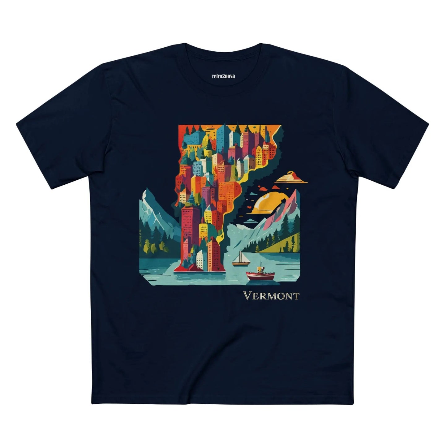 Vermont State Shirt Unisex Premium Cotton Tee With Original Art Design By Retro2Nova