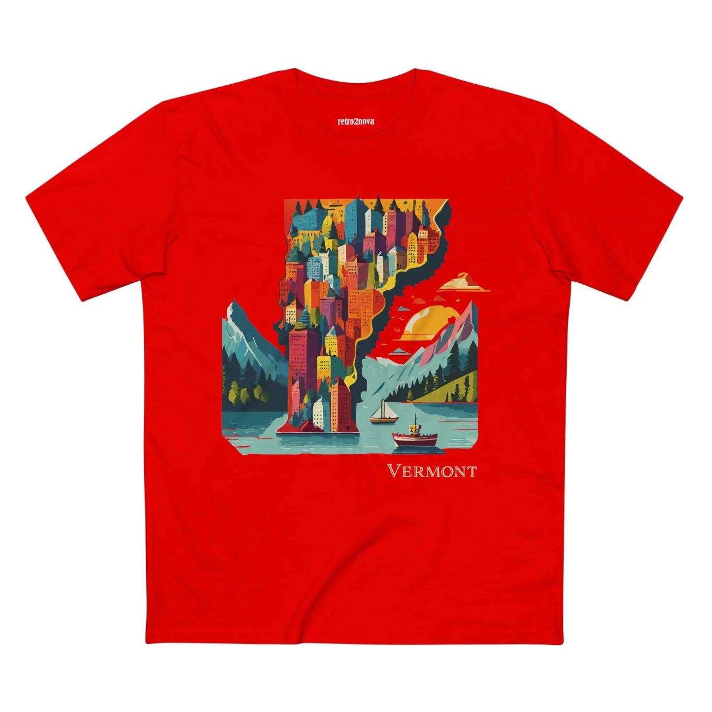 Vermont State Shirt Unisex Premium Cotton Tee With Original Art Design By Retro2Nova
