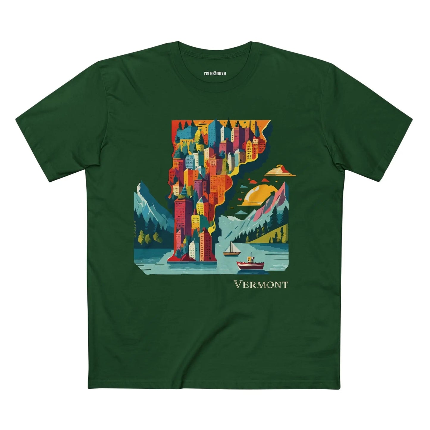 Vermont State Shirt Unisex Premium Cotton Tee With Original Art Design By Retro2Nova