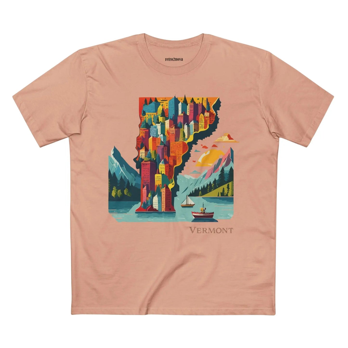 Vermont State Shirt Unisex Premium Cotton Tee With Original Art Design By Retro2Nova
