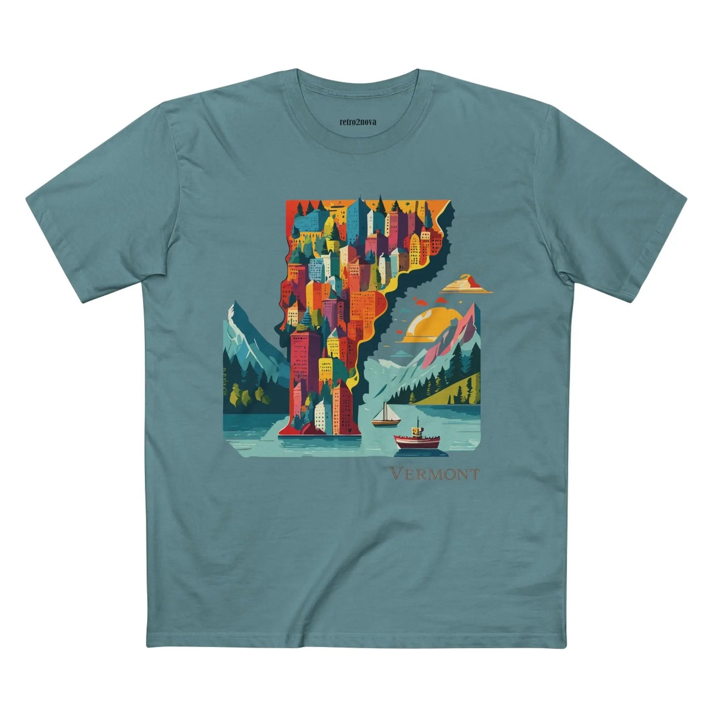 Vermont State Shirt Unisex Premium Cotton Tee With Original Art Design By Retro2Nova