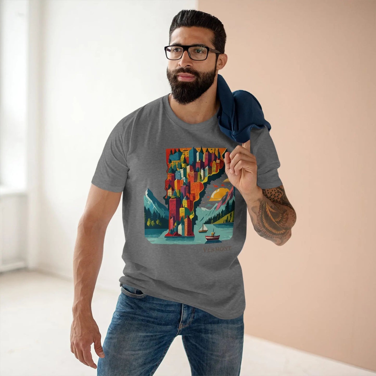 Vermont State Shirt Unisex Premium Cotton Tee With Original Art Design By Retro2Nova