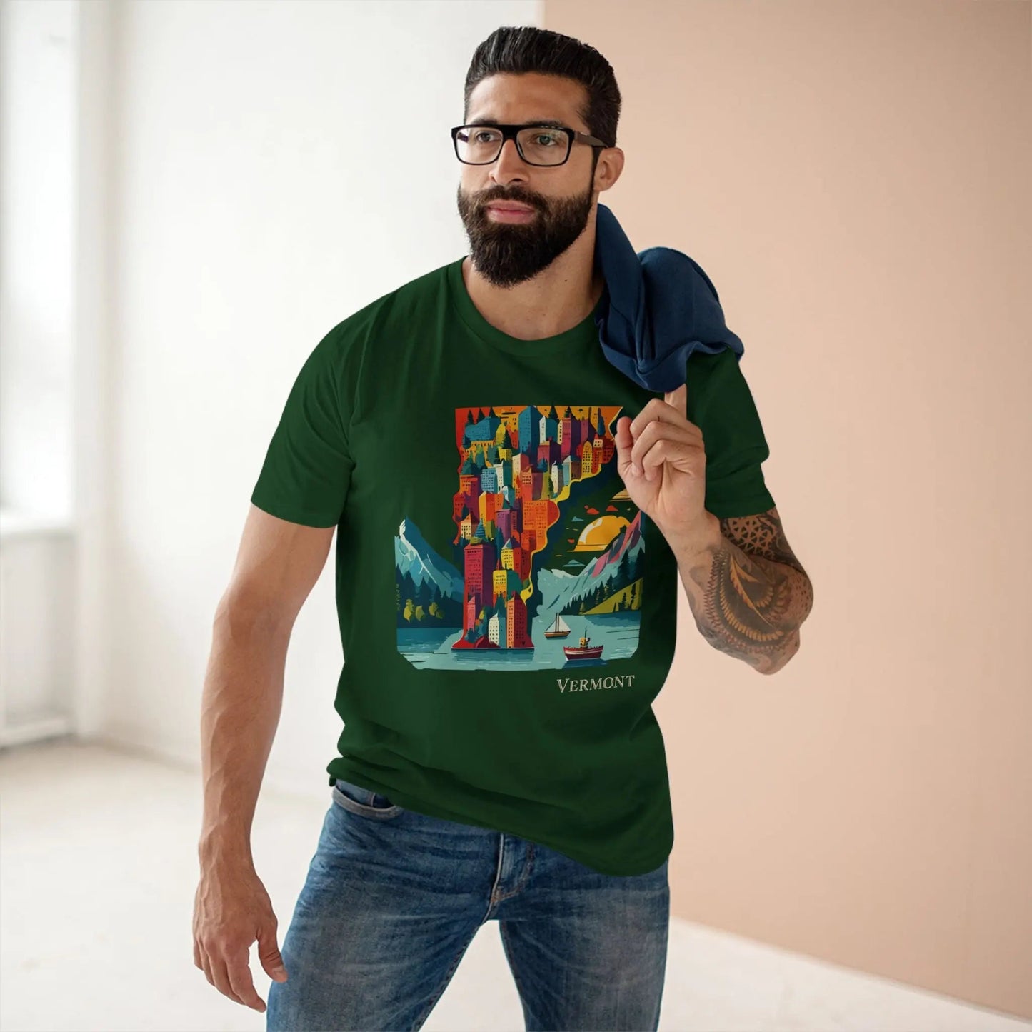 Vermont State Shirt Unisex Premium Cotton Tee With Original Art Design By Retro2Nova