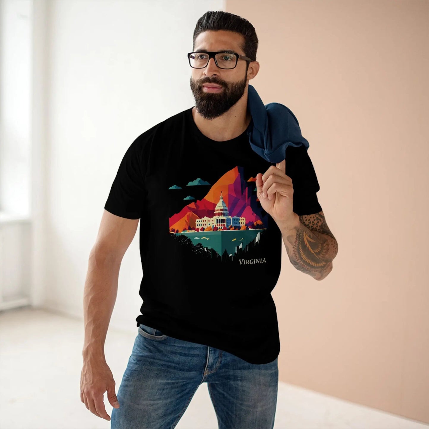 Virginia State Shirt Unisex Premium Cotton Tee With Original Art By Retro2Nova Art Collection