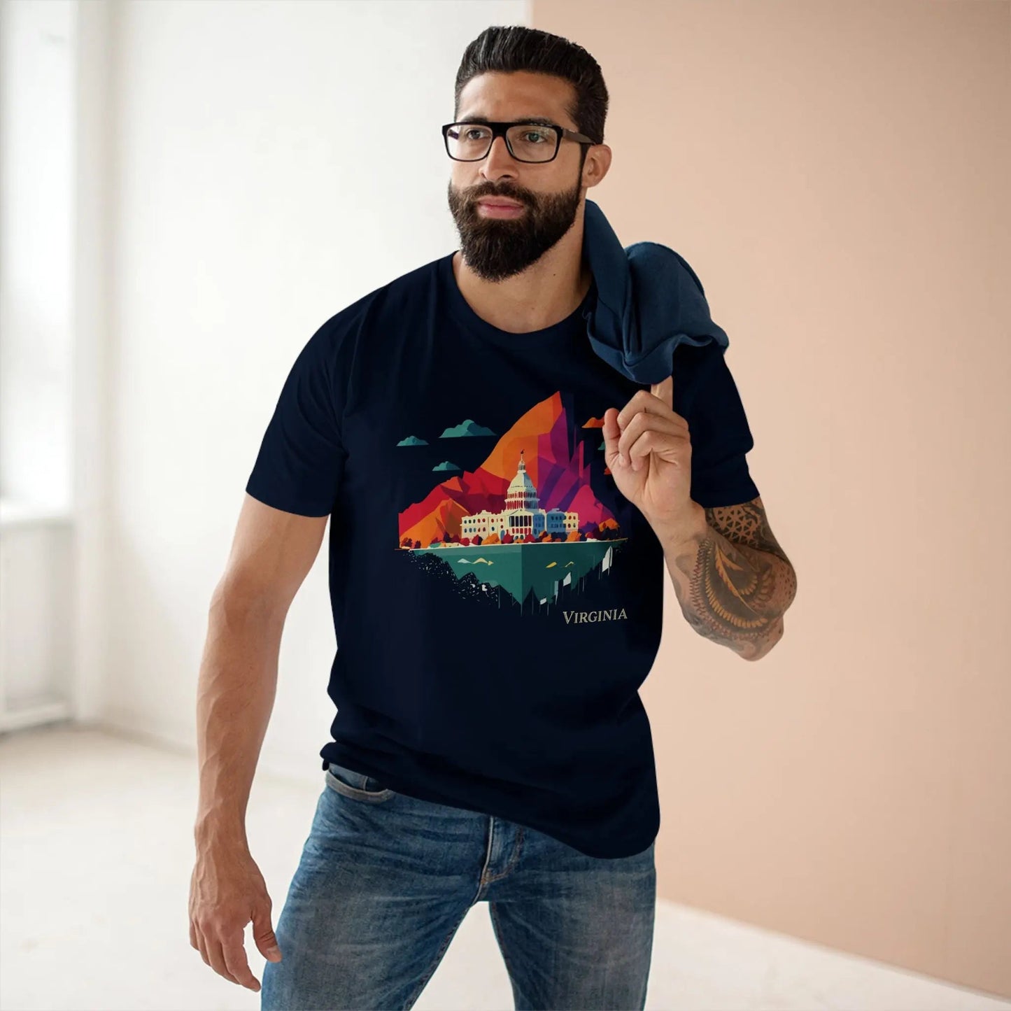 Virginia State Shirt Unisex Premium Cotton Tee With Original Art By Retro2Nova Art Collection