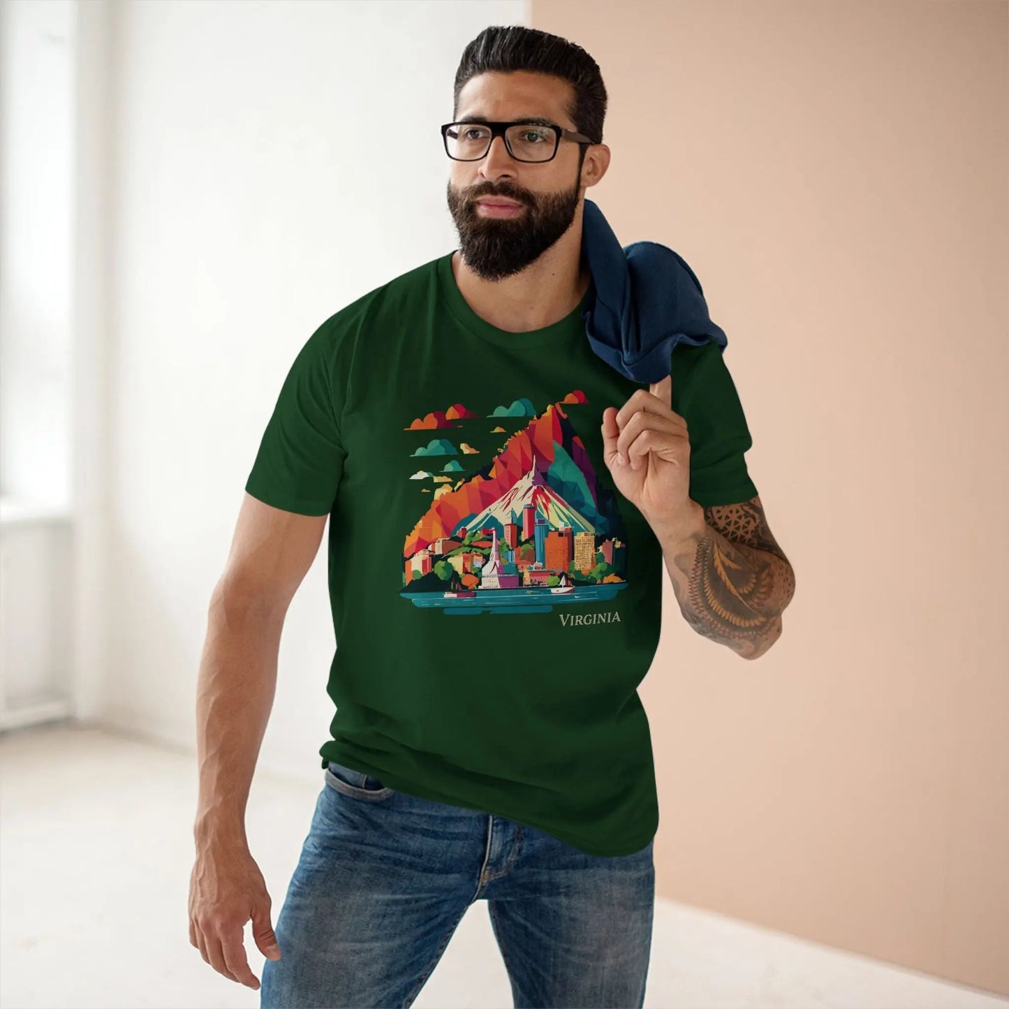 Virginia State Shirt Unisex Premium Cotton Tee With Original Retro Art Design By Retro2Nova