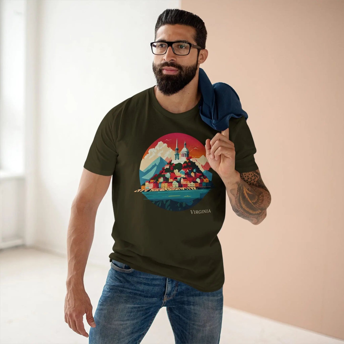 Virginia State Shirt Unisex Premium Cotton Tee With Original Art Design Retro2Nova