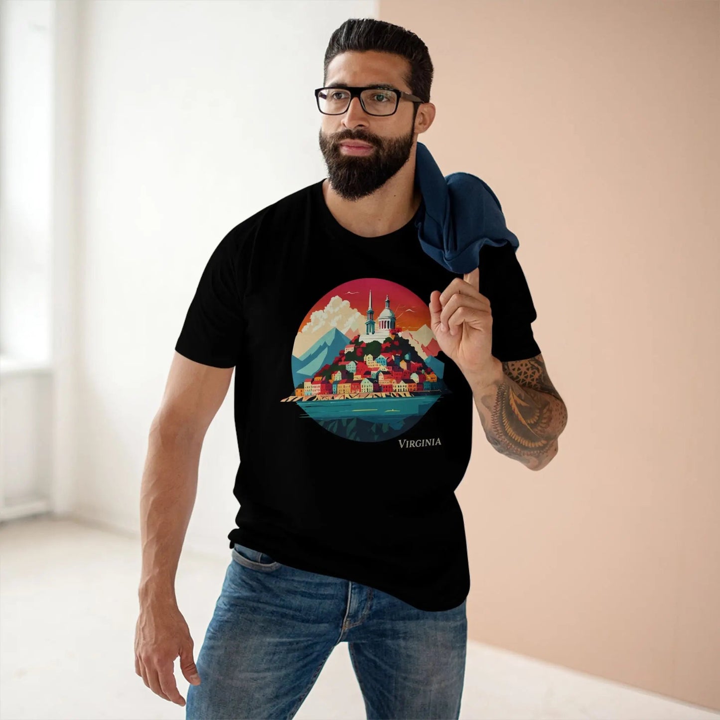 Virginia State Shirt Unisex Premium Cotton Tee With Original Art Design Retro2Nova