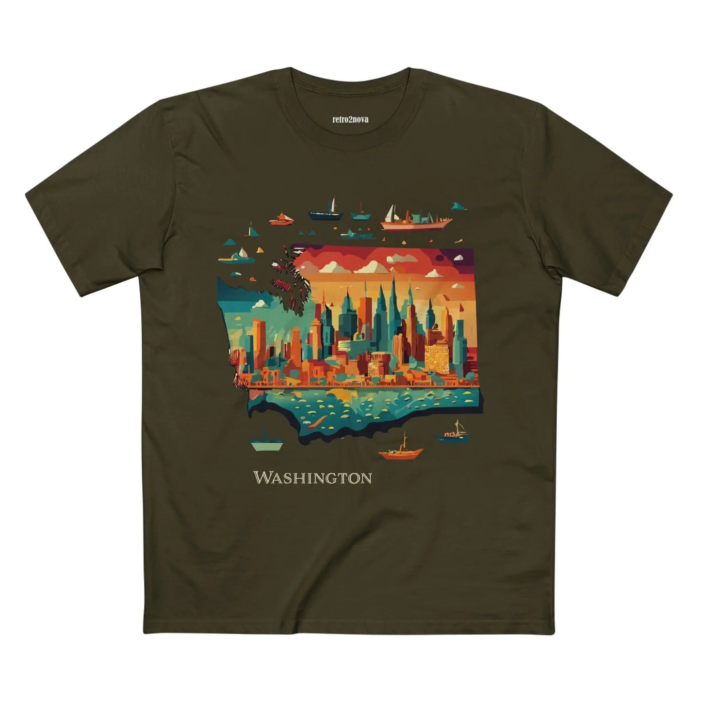 Washington State Shirt Unisex Premium Cotton Tee With Original Art Design Exclusive Art Collection