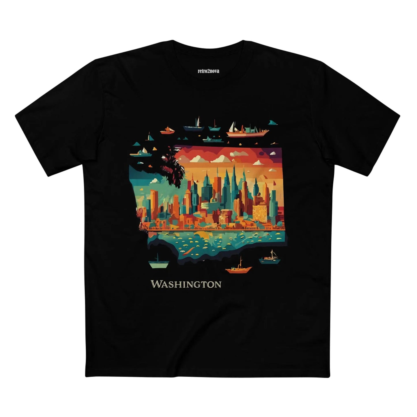 Washington State Shirt Unisex Premium Cotton Tee With Original Art Design Exclusive Art Collection