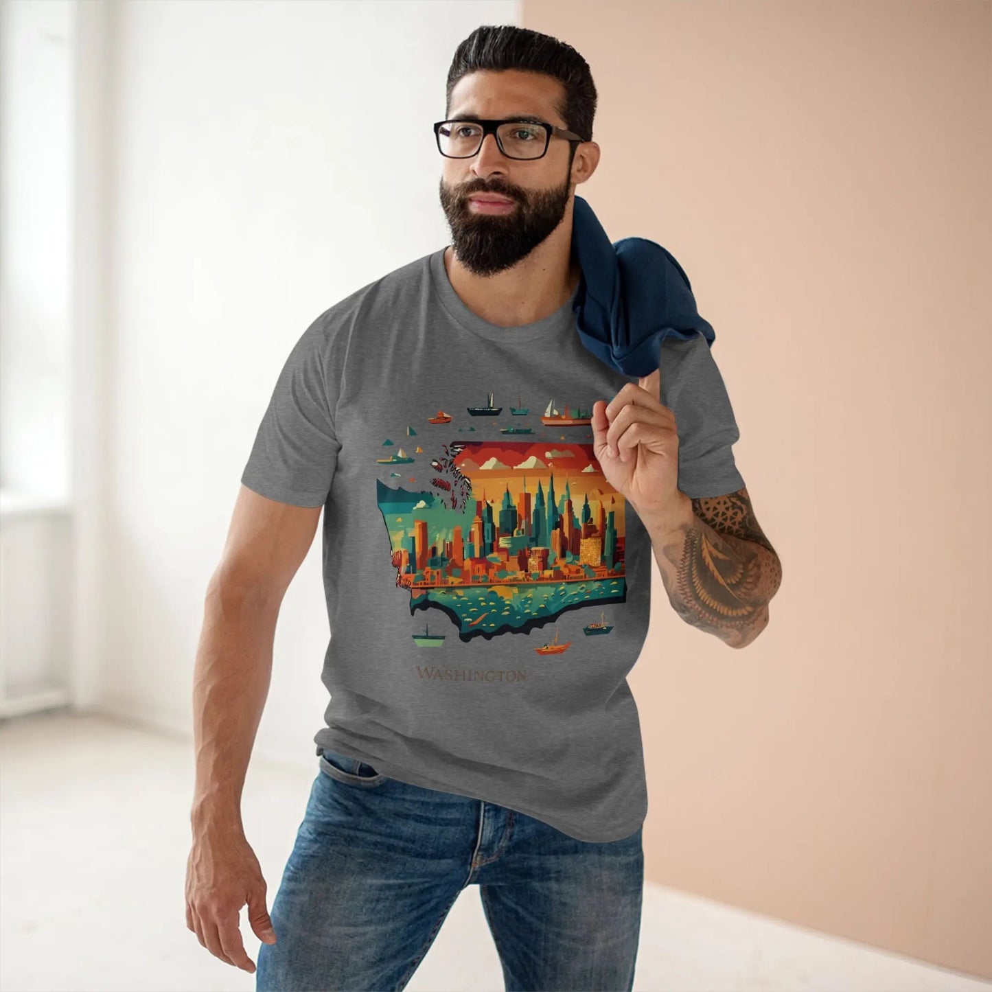 Washington State Shirt Unisex Premium Cotton Tee With Original Art Design Exclusive Art Collection