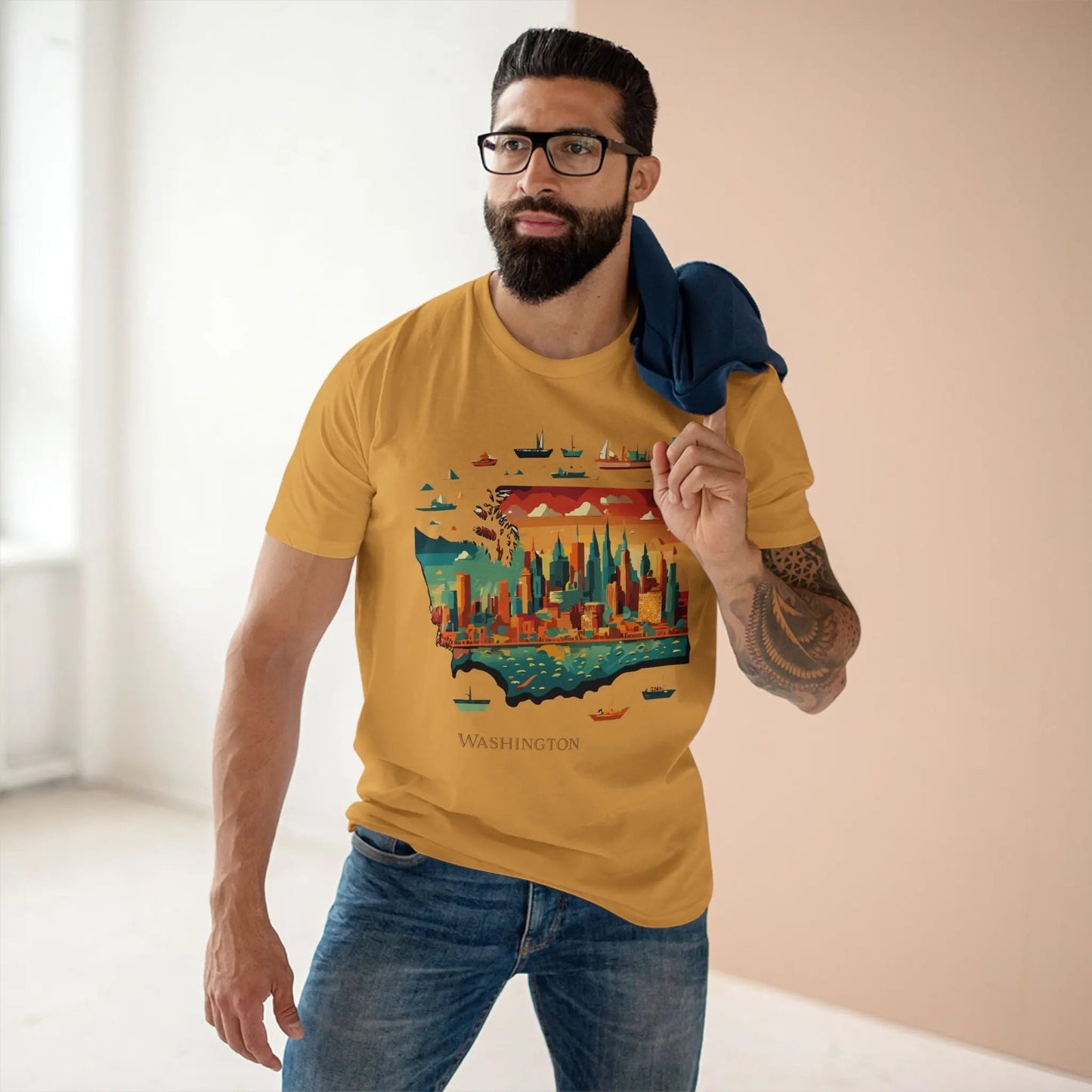 Washington State Shirt Unisex Premium Cotton Tee With Original Art Design Exclusive Art Collection