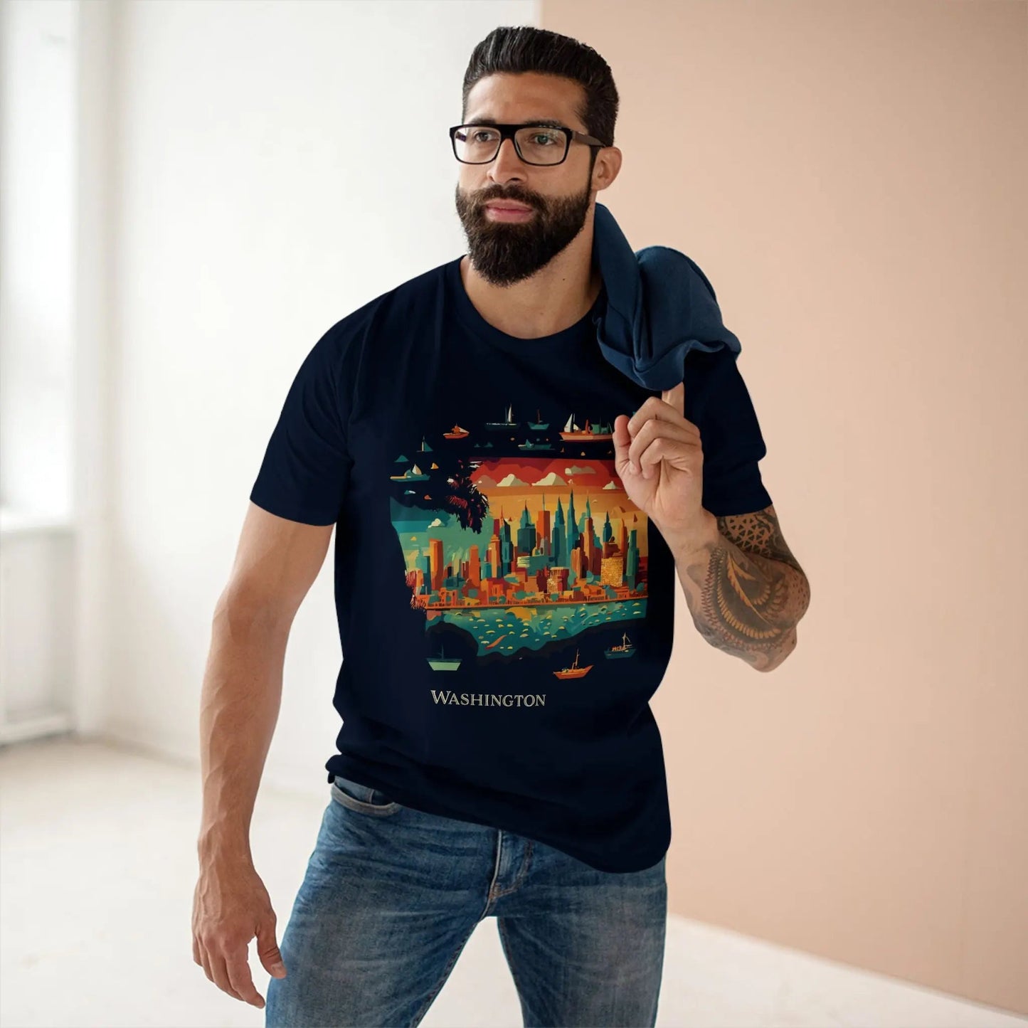 Washington State Shirt Unisex Premium Cotton Tee With Original Art Design Exclusive Art Collection