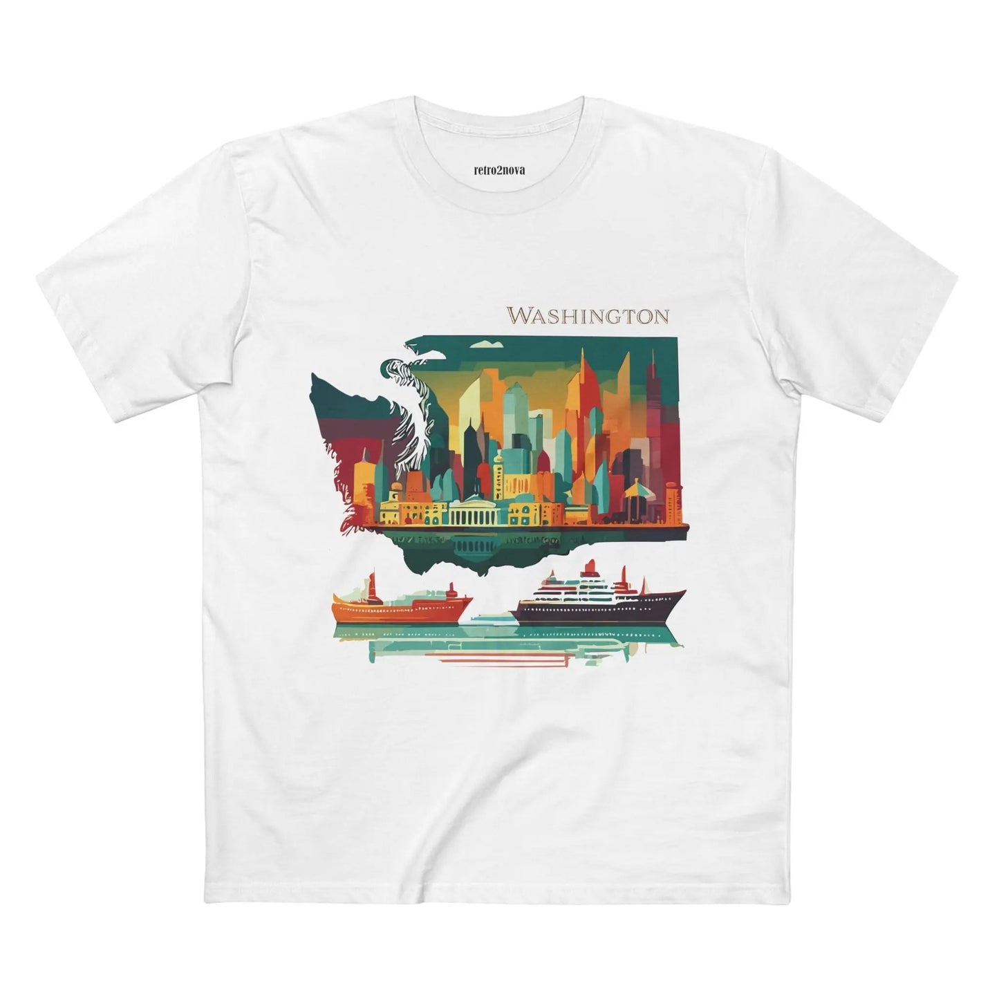 Washington State Shirt Unisex Premium Cotton Tee With Original Art Design By Retro2Nova