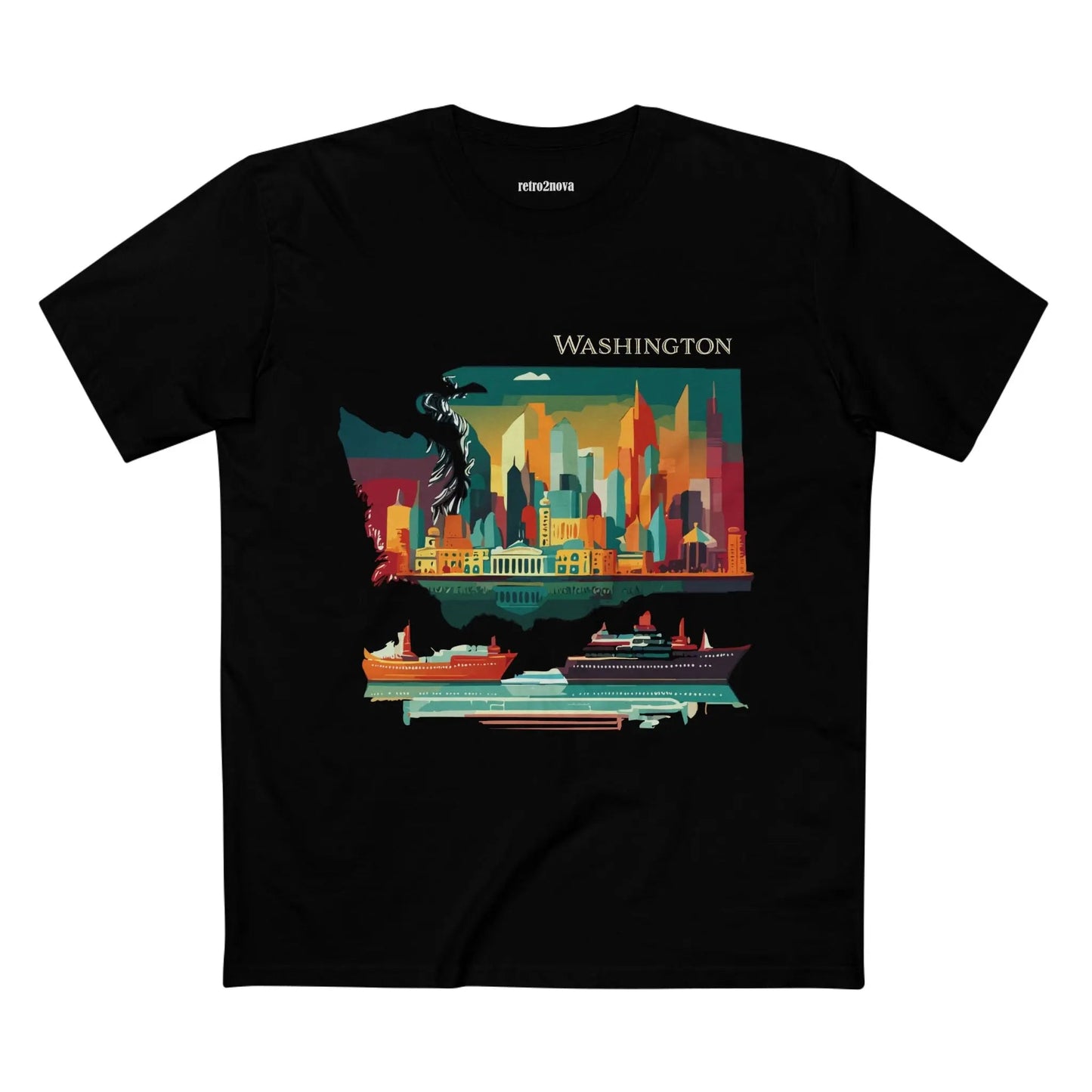 Washington State Shirt Unisex Premium Cotton Tee With Original Art Design By Retro2Nova