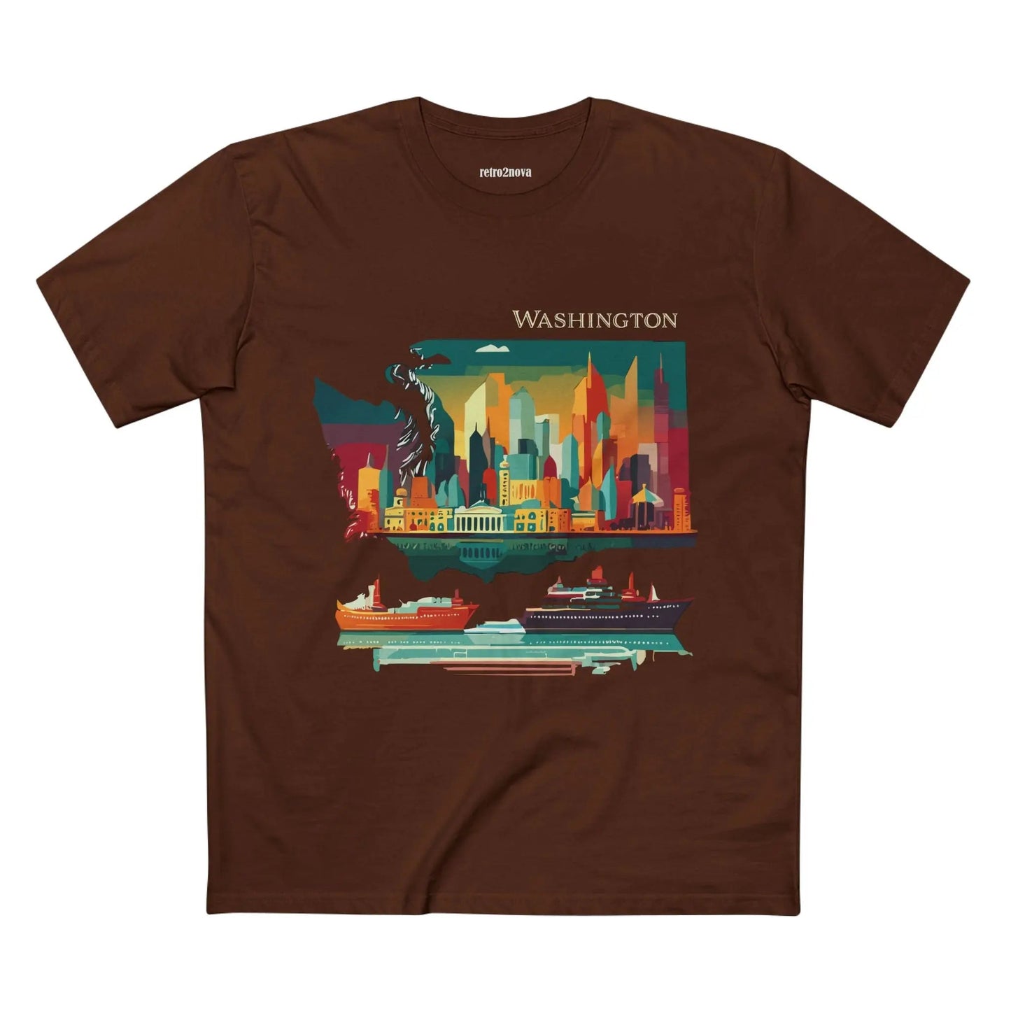 Washington State Shirt Unisex Premium Cotton Tee With Original Art Design By Retro2Nova