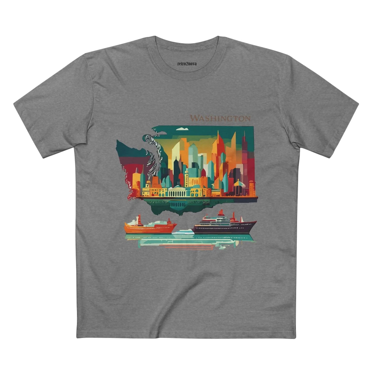 Washington State Shirt Unisex Premium Cotton Tee With Original Art Design By Retro2Nova