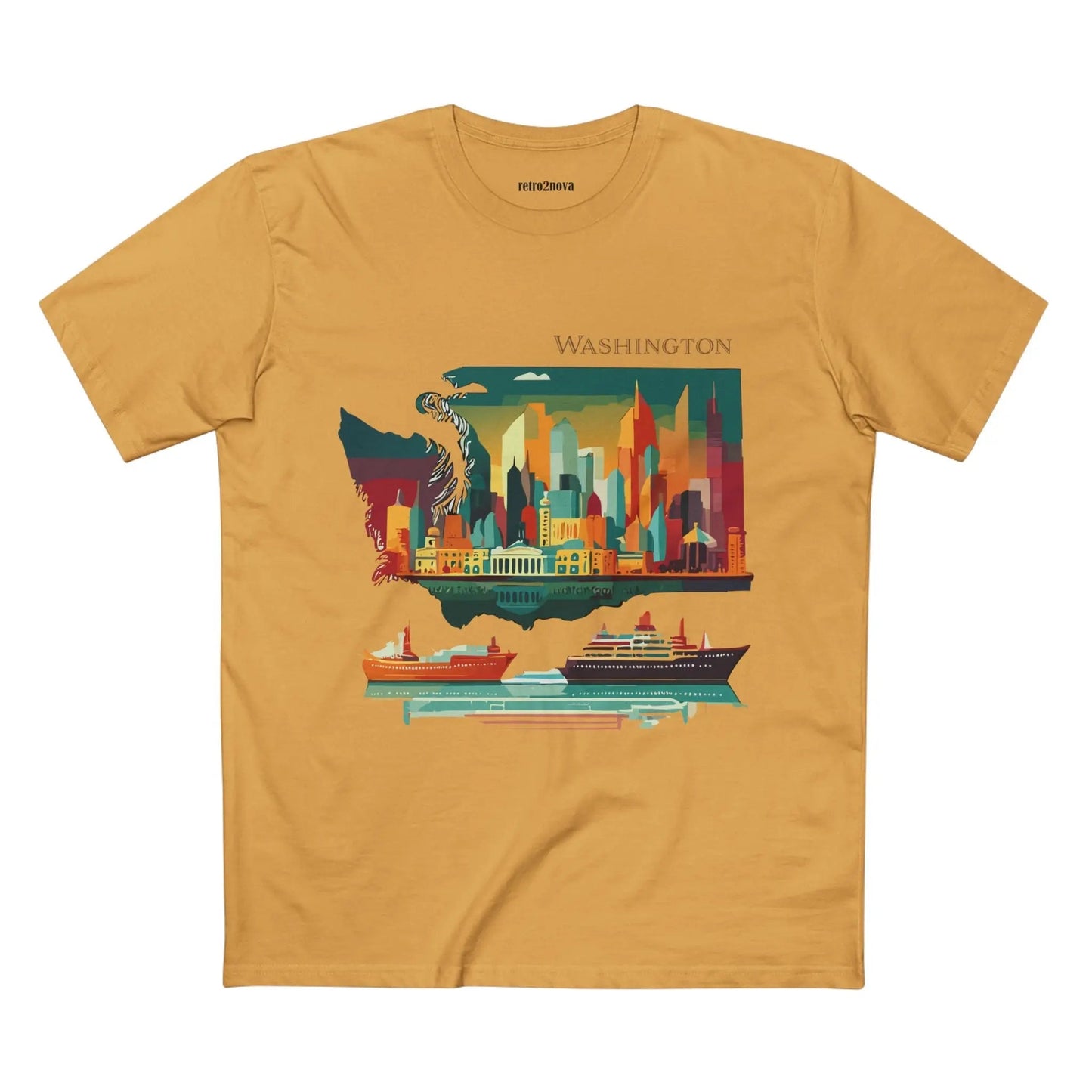 Washington State Shirt Unisex Premium Cotton Tee With Original Art Design By Retro2Nova