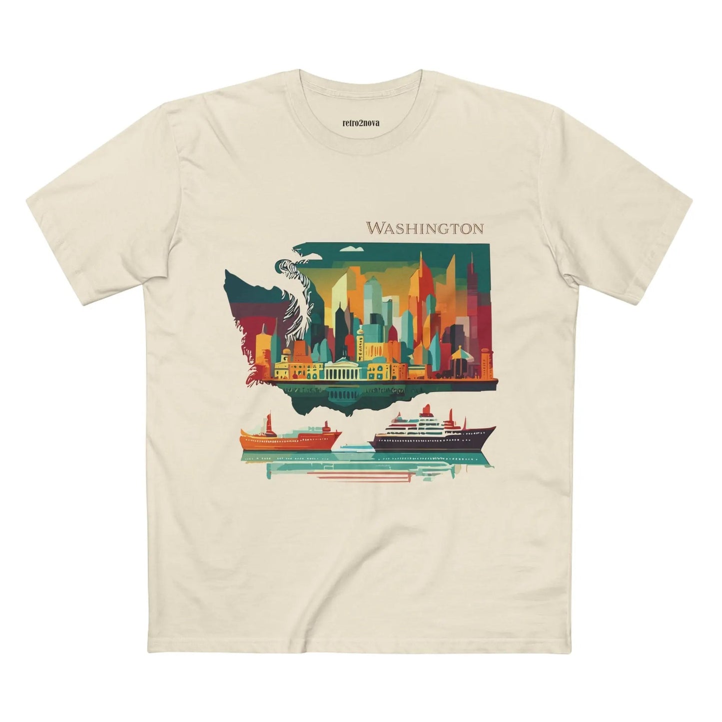 Washington State Shirt Unisex Premium Cotton Tee With Original Art Design By Retro2Nova