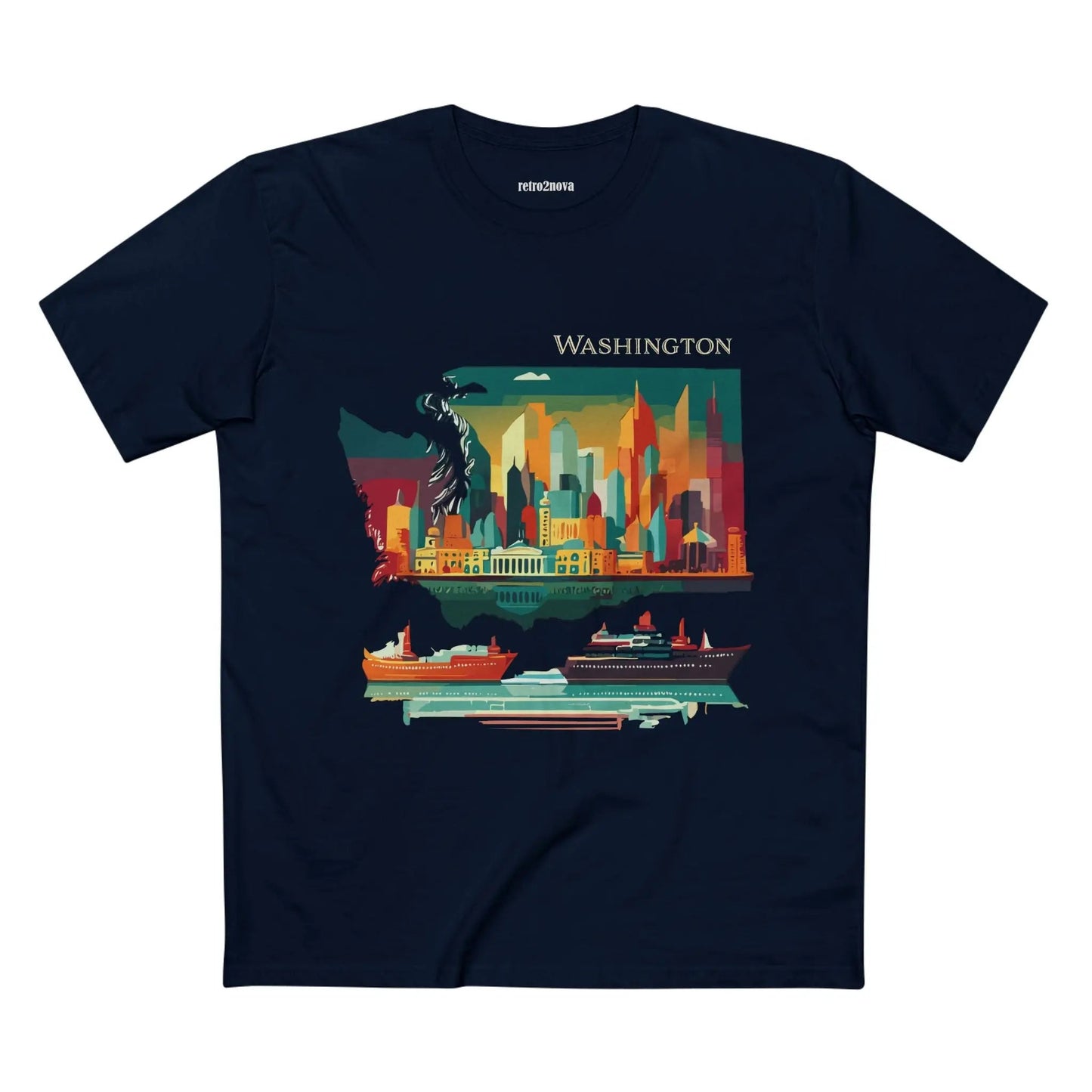 Washington State Shirt Unisex Premium Cotton Tee With Original Art Design By Retro2Nova