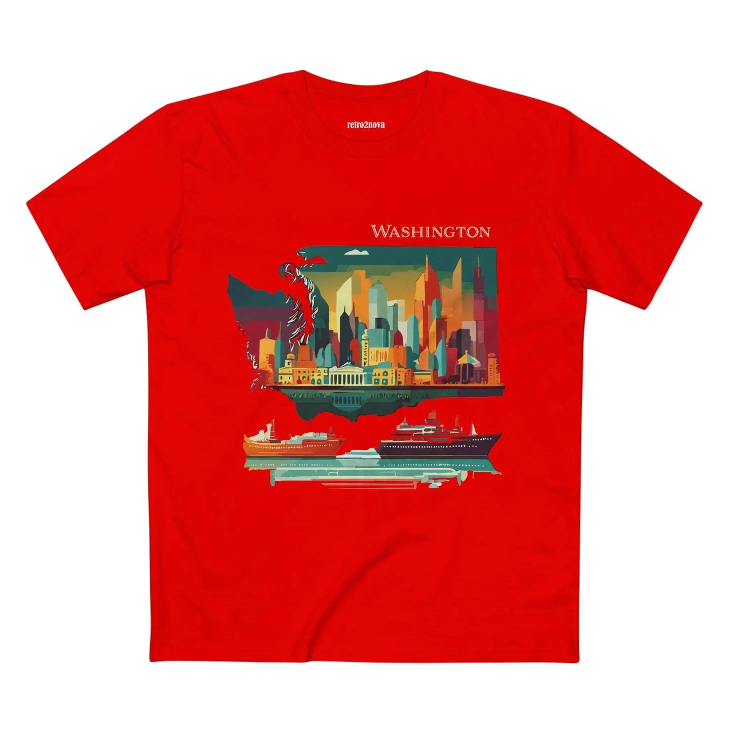 Washington State Shirt Unisex Premium Cotton Tee With Original Art Design By Retro2Nova