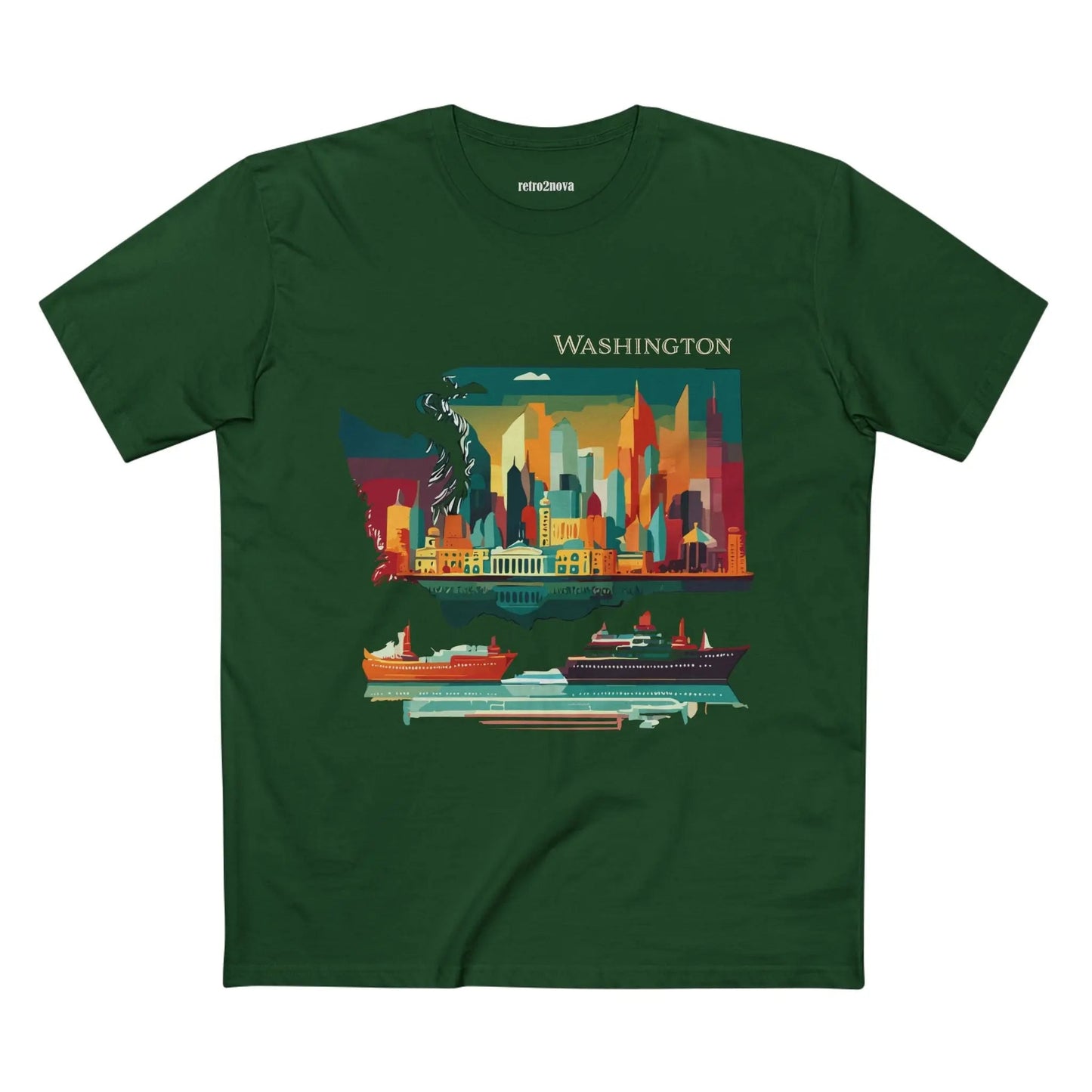Washington State Shirt Unisex Premium Cotton Tee With Original Art Design By Retro2Nova