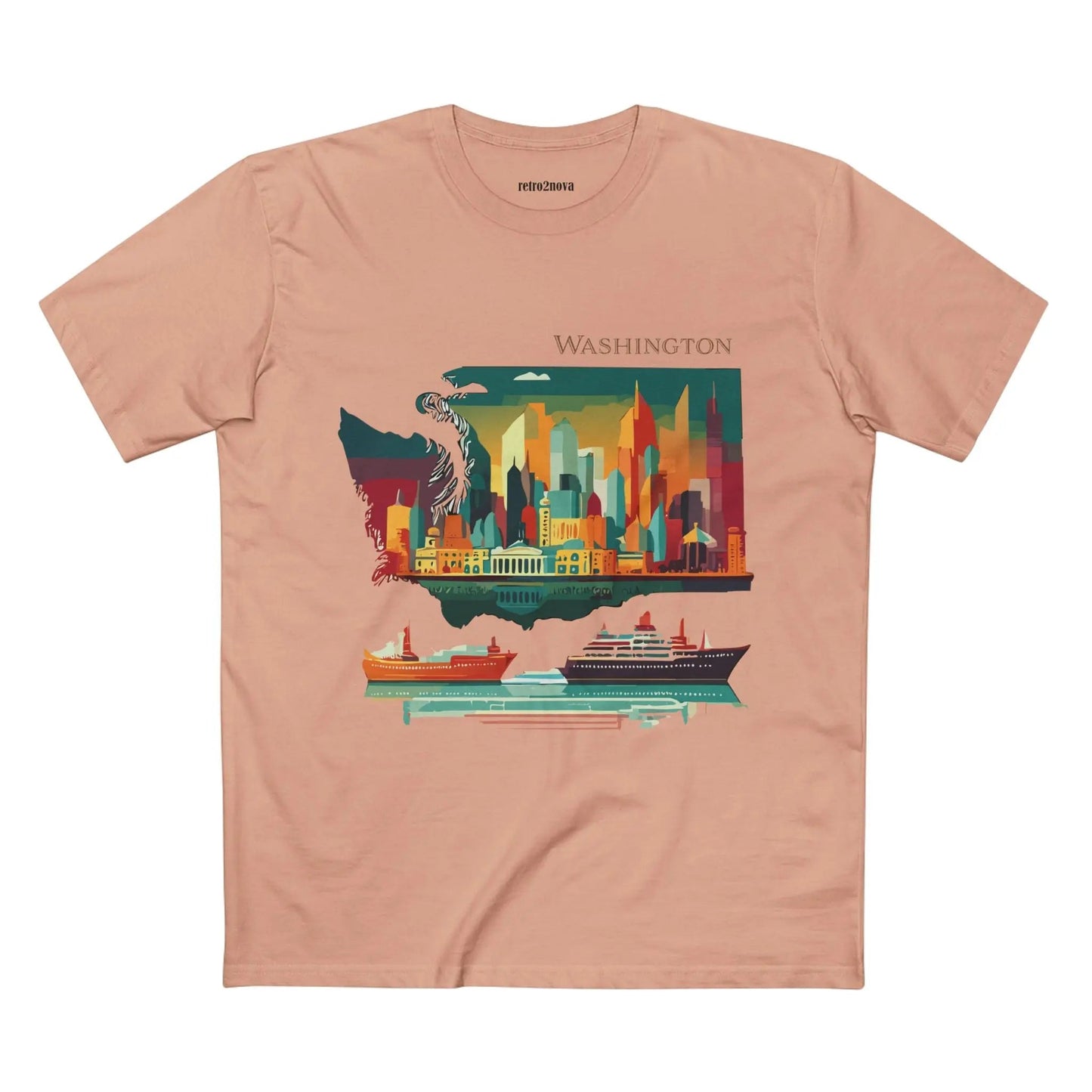 Washington State Shirt Unisex Premium Cotton Tee With Original Art Design By Retro2Nova
