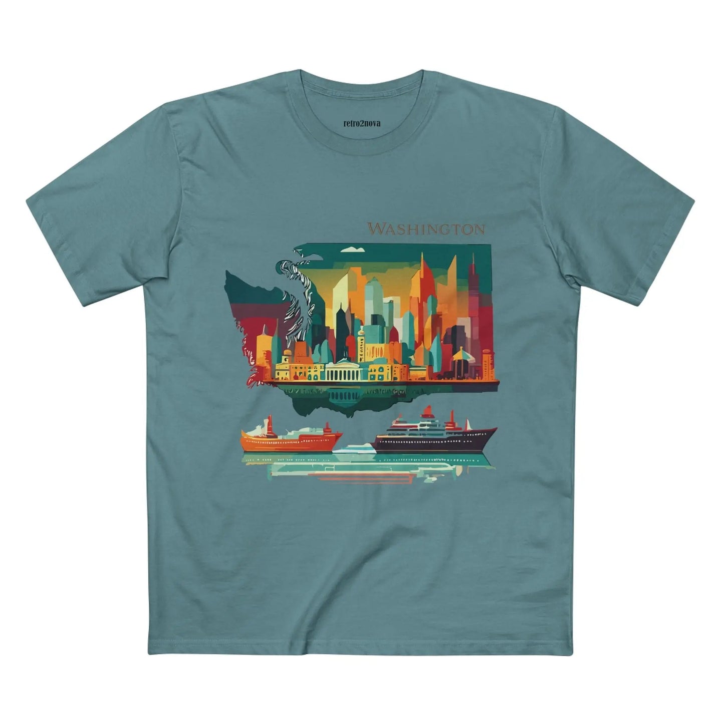 Washington State Shirt Unisex Premium Cotton Tee With Original Art Design By Retro2Nova