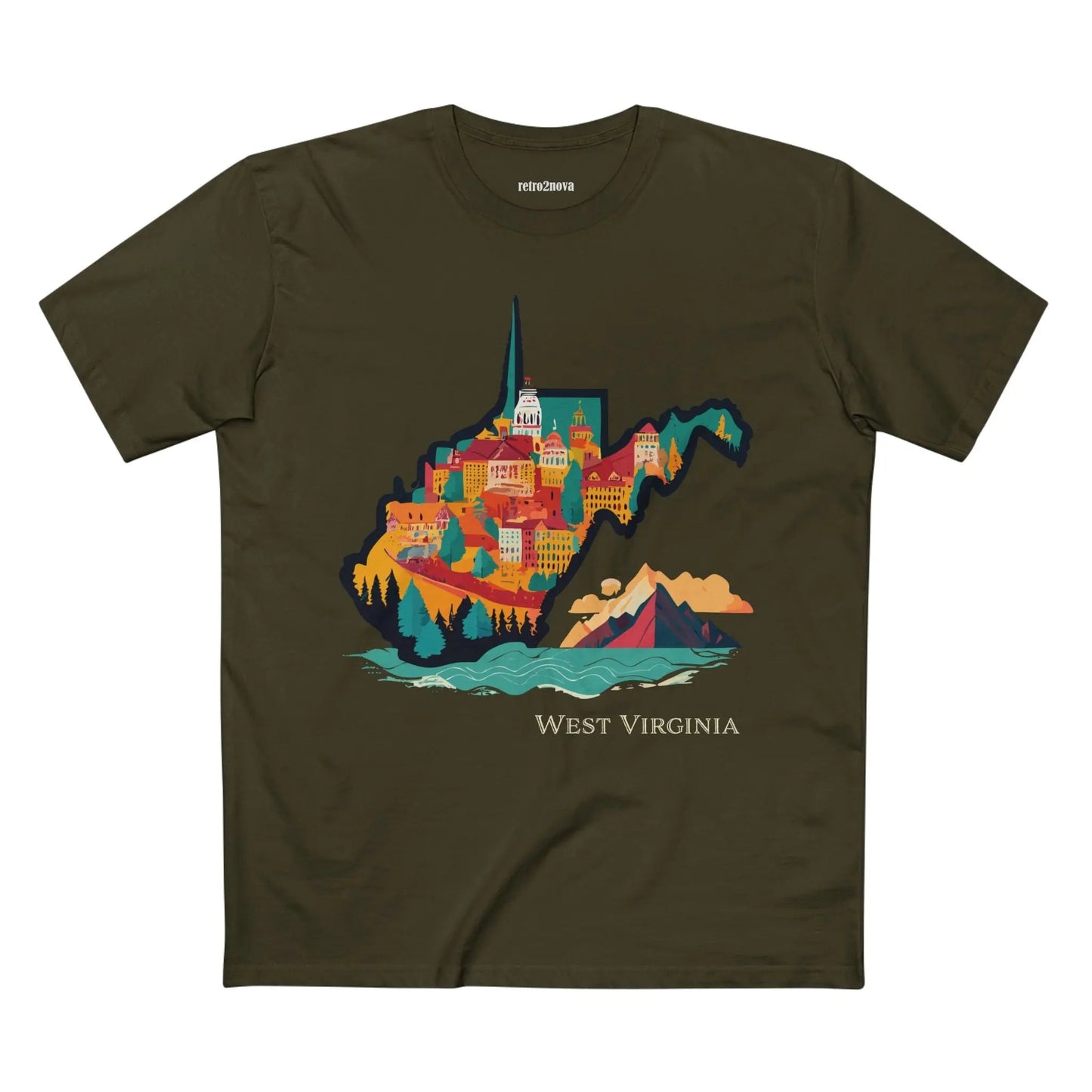 West Virginia State Tee Unisex Premium Cotton Shirt With Original Art By Retro2Nova