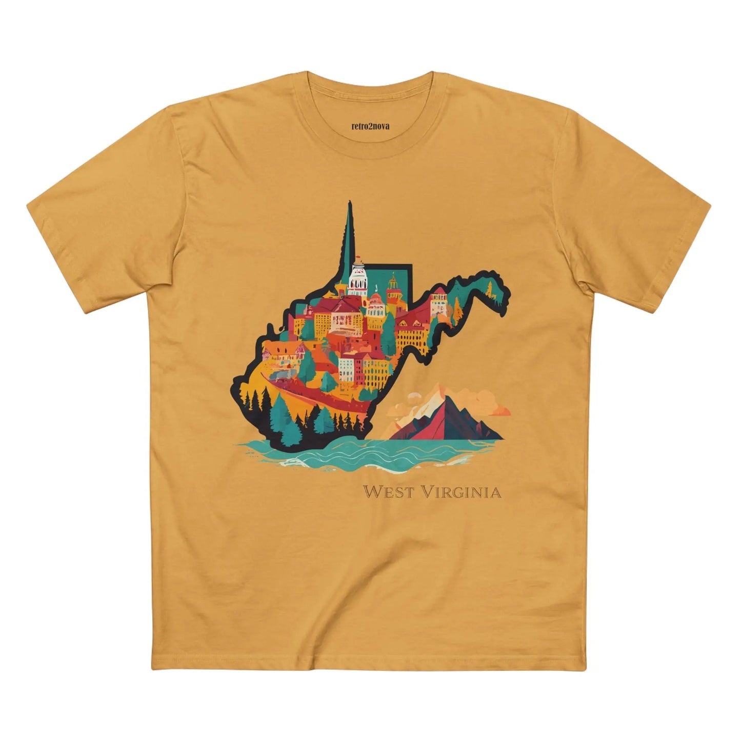 West Virginia State Tee Unisex Premium Cotton Shirt With Original Art By Retro2Nova