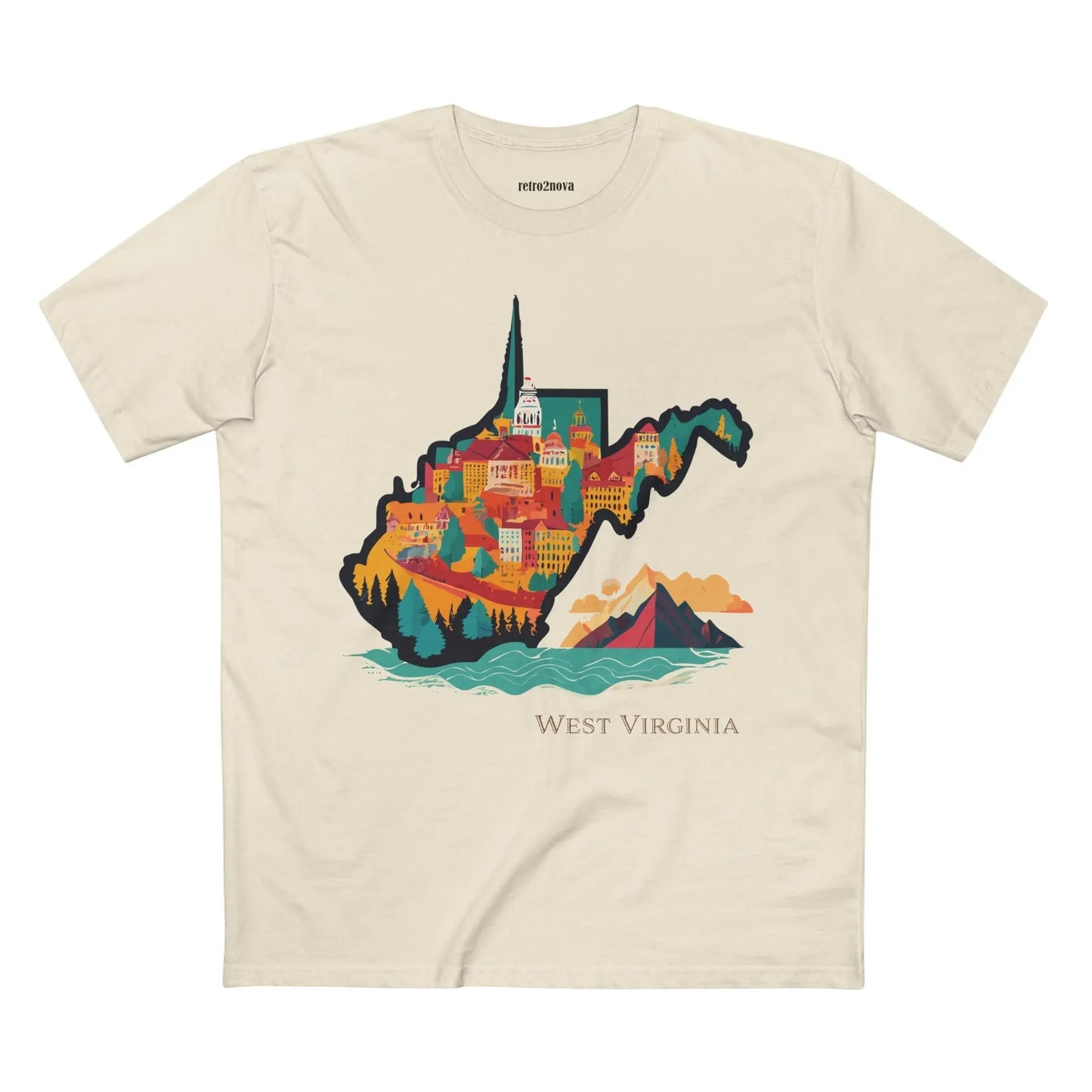 West Virginia State Tee Unisex Premium Cotton Shirt With Original Art By Retro2Nova