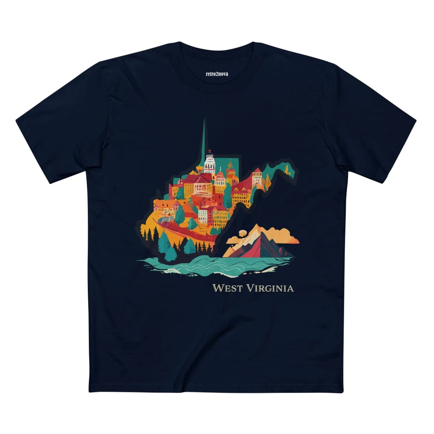 West Virginia State Tee Unisex Premium Cotton Shirt With Original Art By Retro2Nova