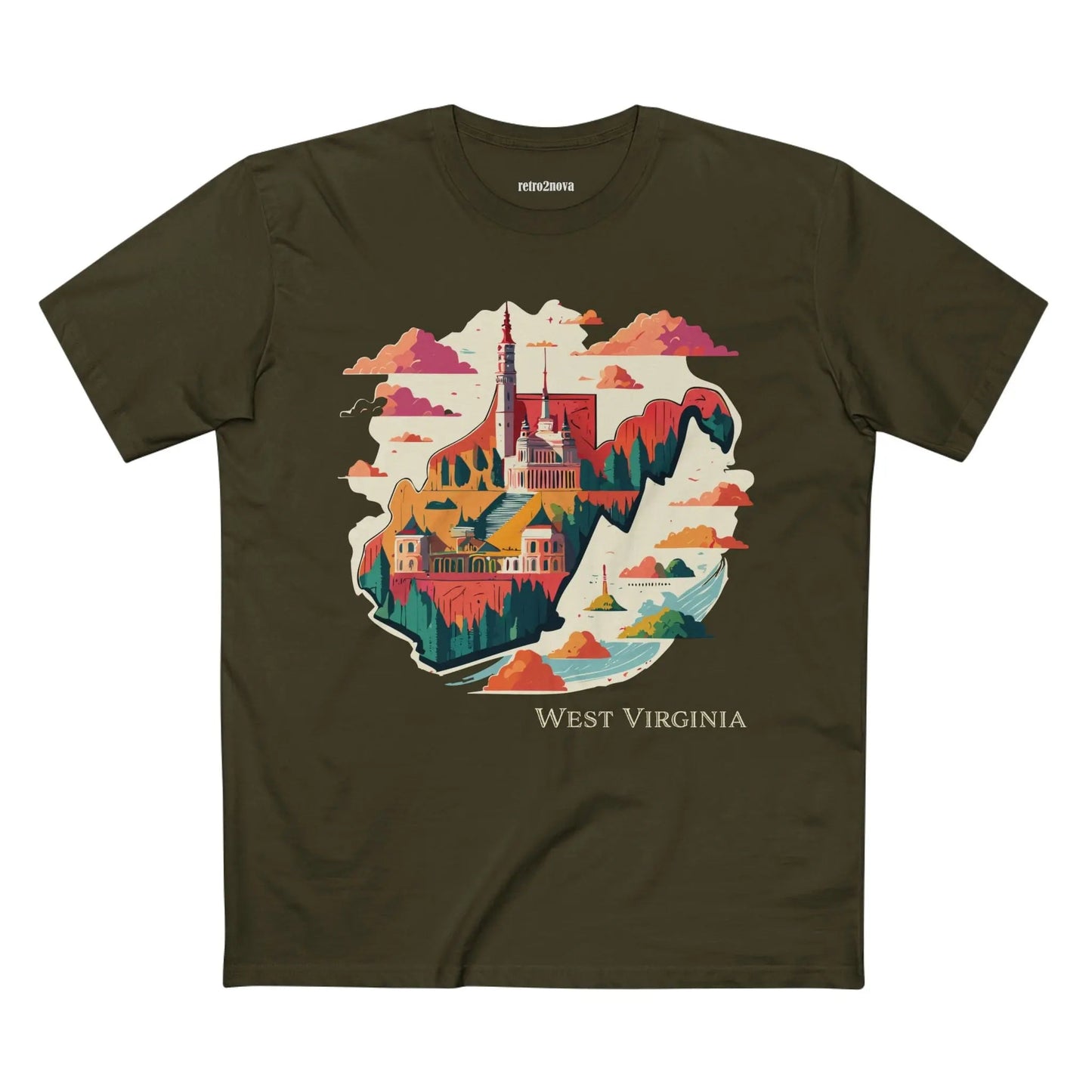 West Virginia State Shirt Unisex Premium Cotton Art Tee With Original Design By Retro2Nova