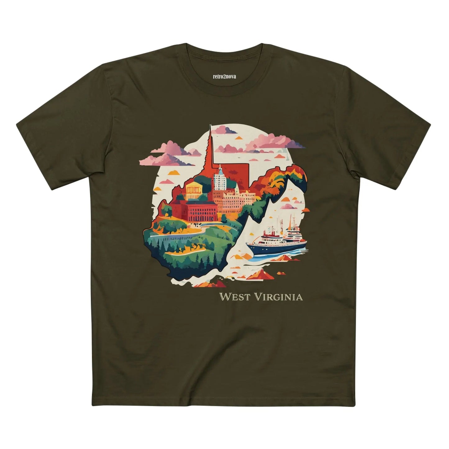 West Virginia State Shirt Unisex Premium Cotton Tee With Original Art Retro2Nova