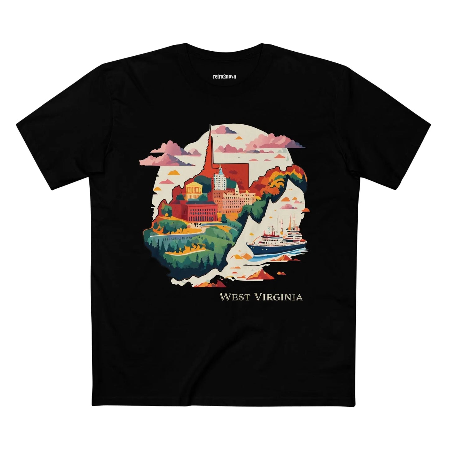 West Virginia State Shirt Unisex Premium Cotton Tee With Original Art Retro2Nova